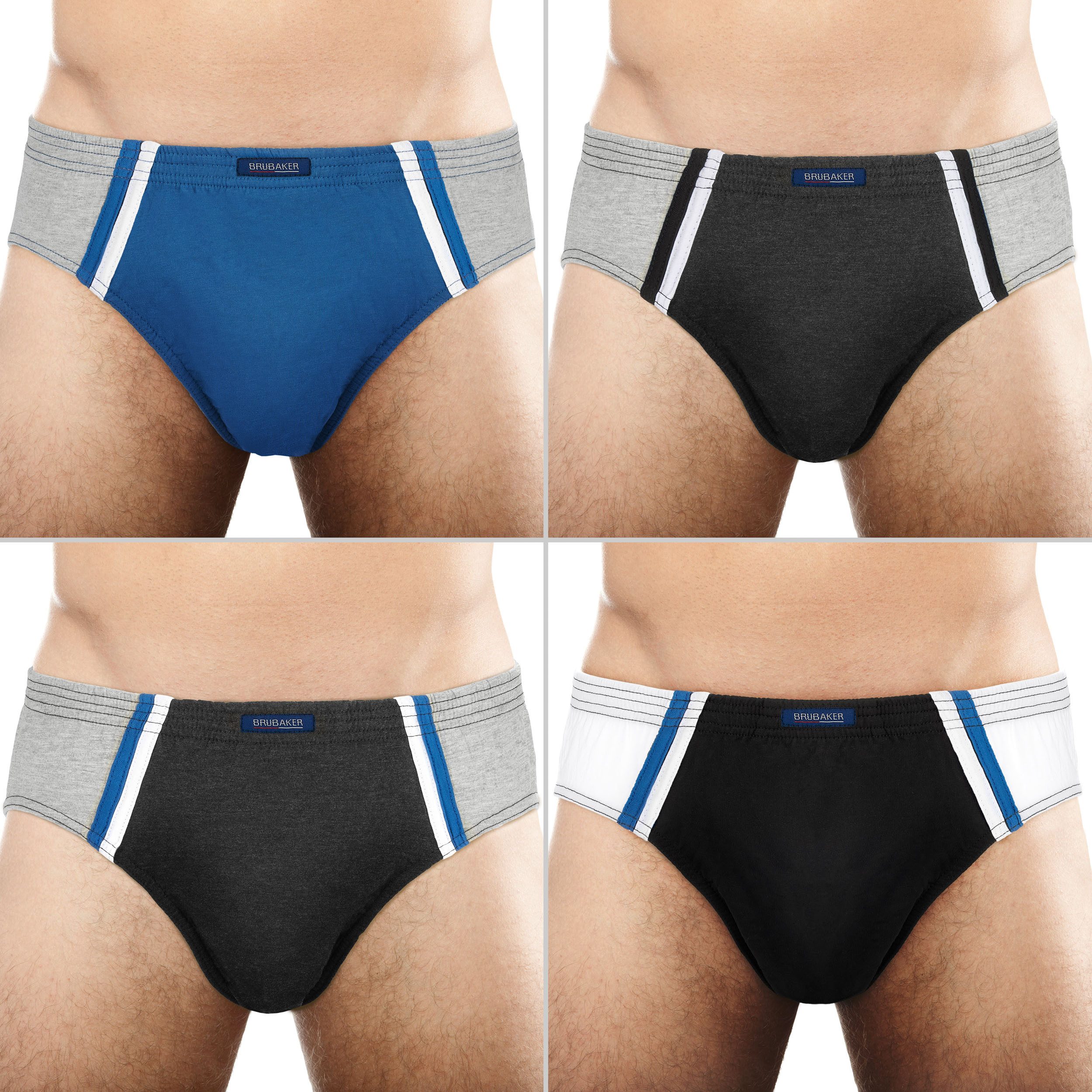 BRUBAKER Slip 7er Pack Herren Sportslips - Farbige Slips aus Baumwolle (Set aus 7, 7-St., für den Alltag und Sport) Retro Unterhosen ohne Eingriff - Männer Unterwäsche