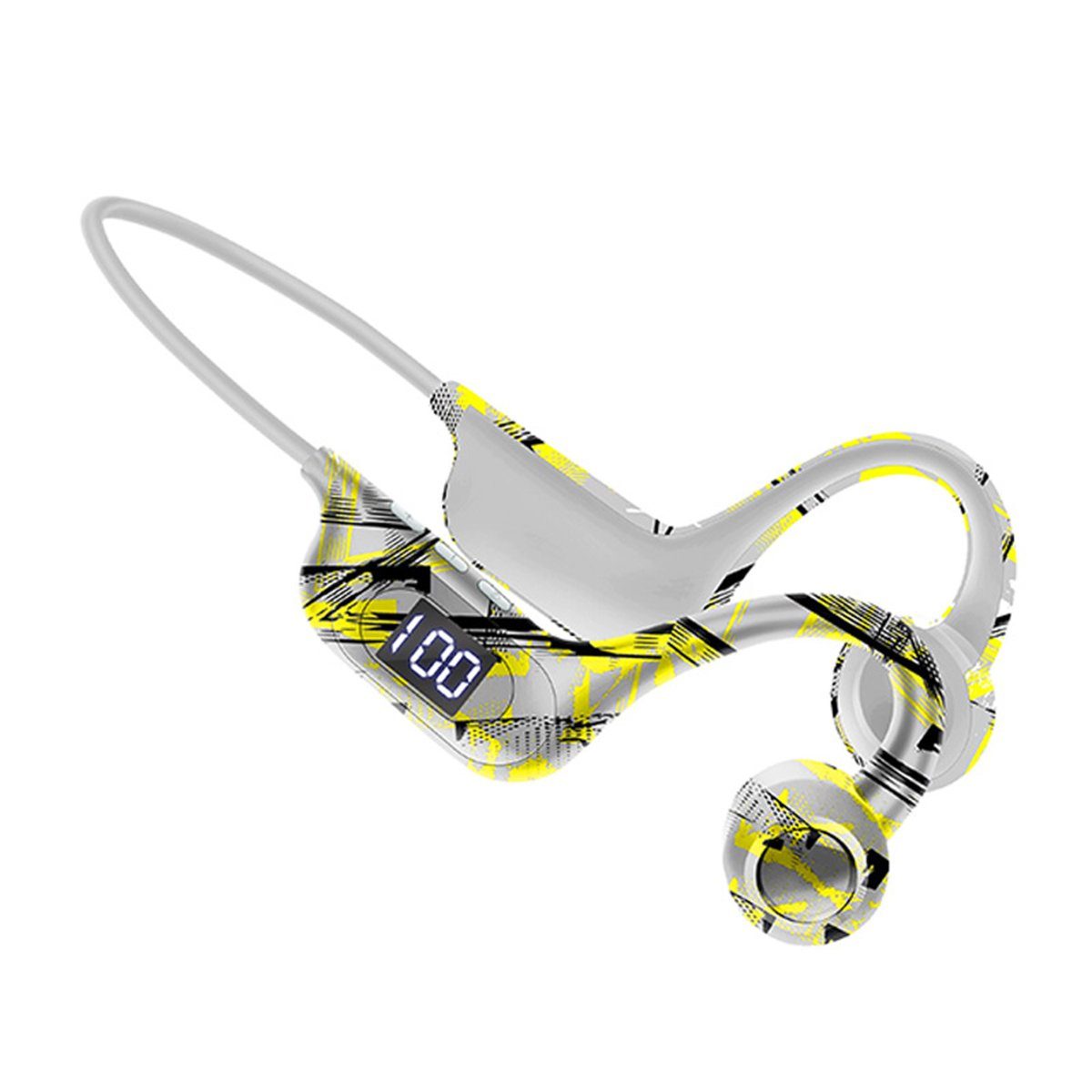 Diida Knochenleitungs-Headset, Drahtloses Bluetooth-Headset, Sport-Headset Bluetooth-Kopfhörer (5.3, mit Mikrofon, TF-Karte einlegen, digitale Anzeige, On-Ear-Headset)