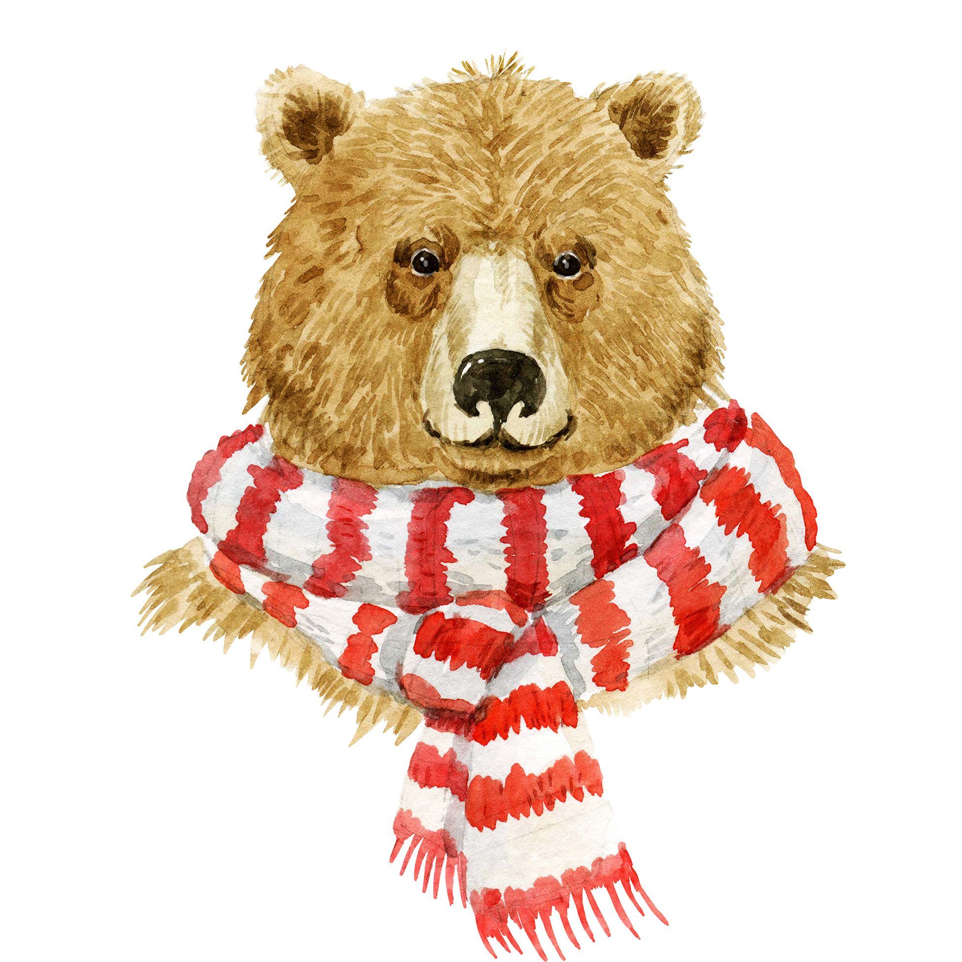 Fasana Papierserviette 20 Servietten Winter Brown Bear 33x33cm, (20 St)