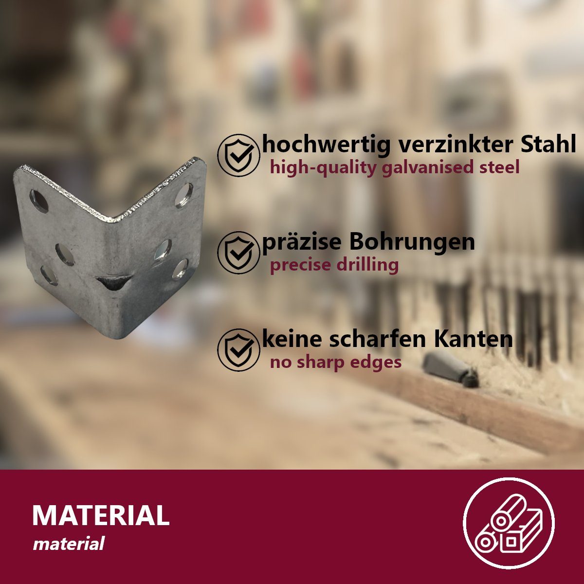 HOOZ Winkelverbinder 30er Set Winkelverbinder - verzinkter Stahl 3x3 cm, (Set, 30-St)