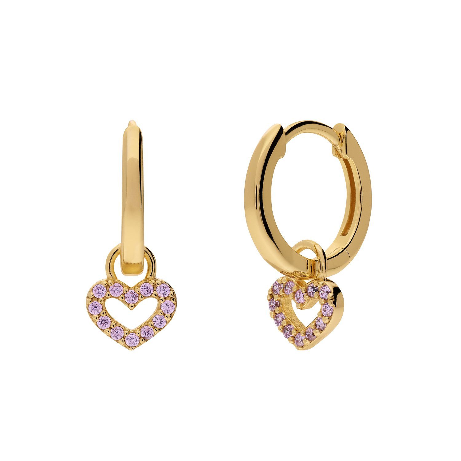 LUCARDI Paar Creolen Ohrring - 925 Silber - Gold - Zirkonia - Kinder