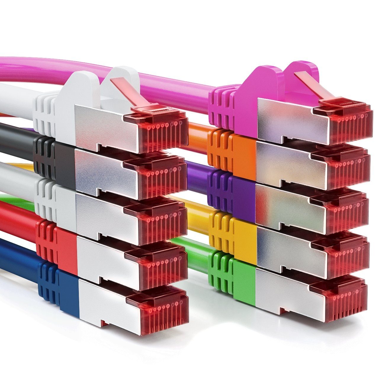 deleyCON deleyCON 10x 0,25m CAT6 Patchkabel Netzwerkkabel Gigabit LAN DSL LAN-Kabel