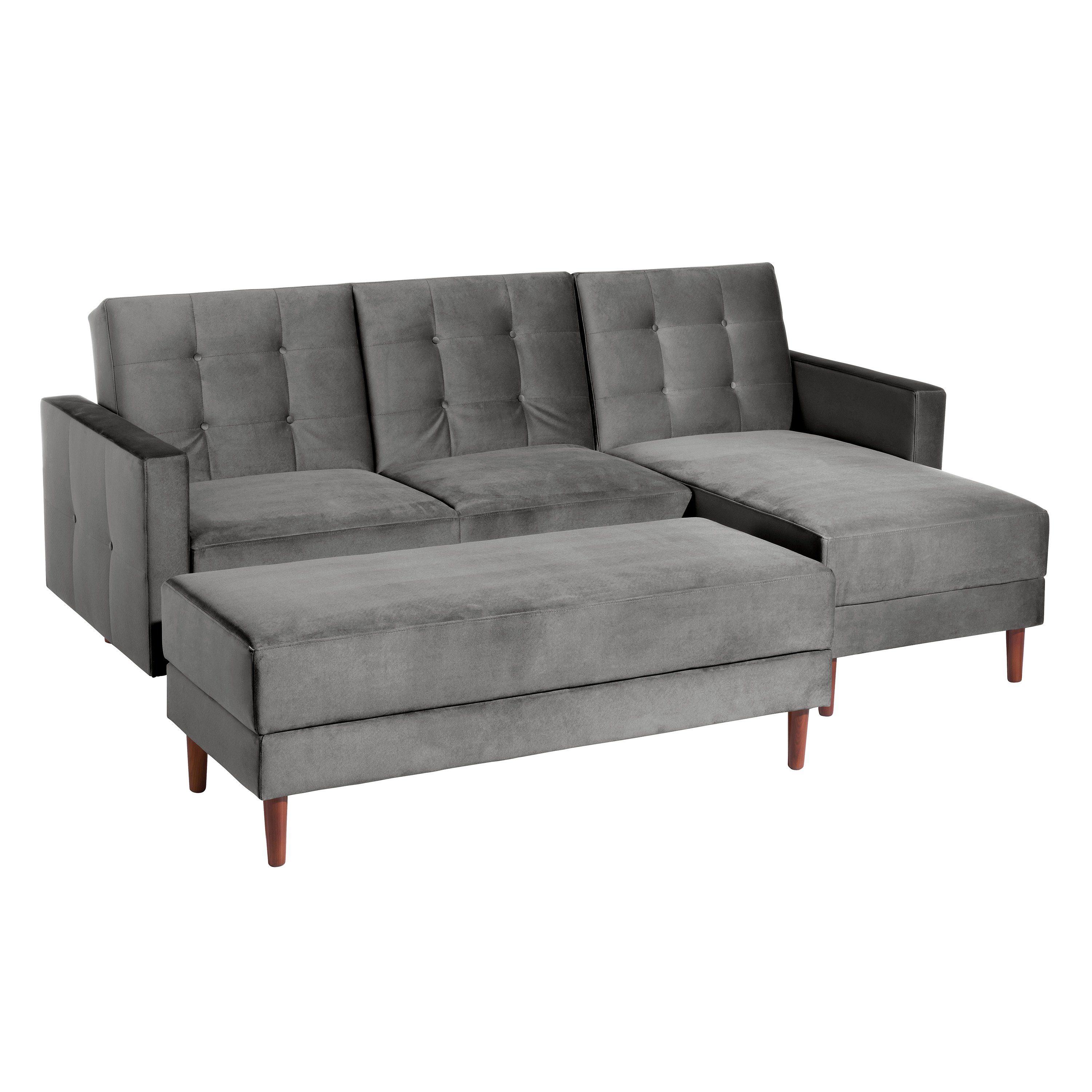 Max Winzer® Sofa Easy Relax, mit Funktionssofa grau Samt Hocker