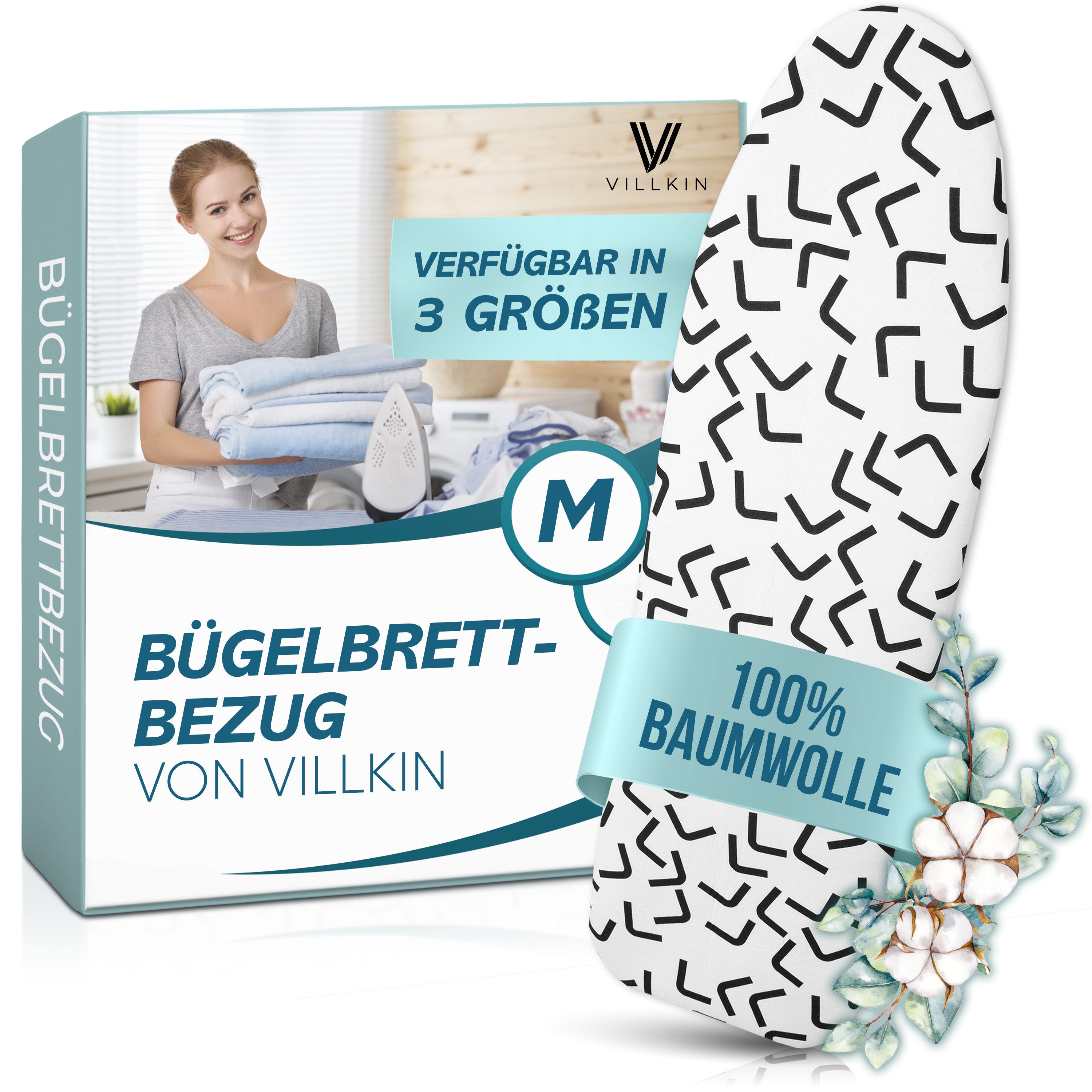 Villkin Bügelbrettbezug, Bügeltischbezug, Bügelunterlage, Bügelpolster, Bügelbrettpolster, 3 Größen, einfache Anbringung, Langlebig