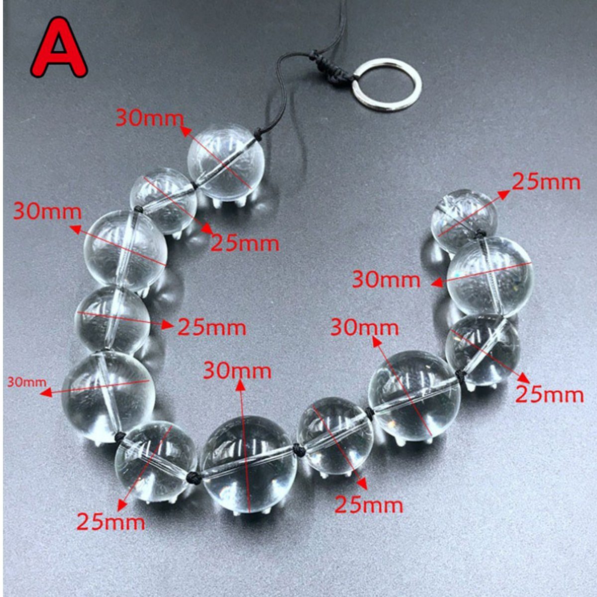 TPFSecret Analkugeln für Frauen und Männer, 12 Kugeln mit 2,5-3cm Durchmesser, Länge: 37cm - Ergonomische große Glas Anal Perlen Kette