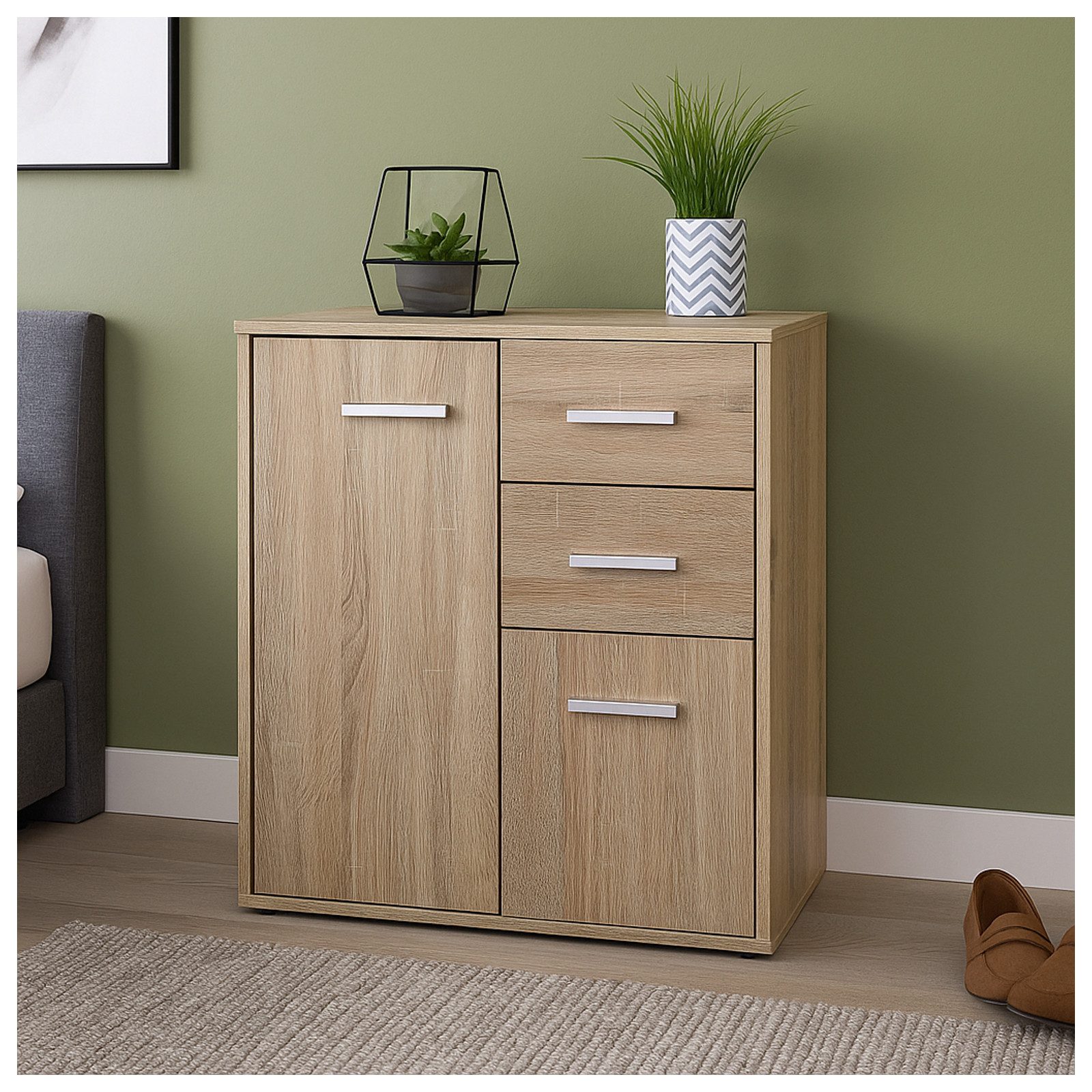 HTI-Living Sideboard Kommode mit 2 Schubladen Nina Sonoma (Stück, 1 St., 1 Kommode), Anrichte Sideboard Schrank