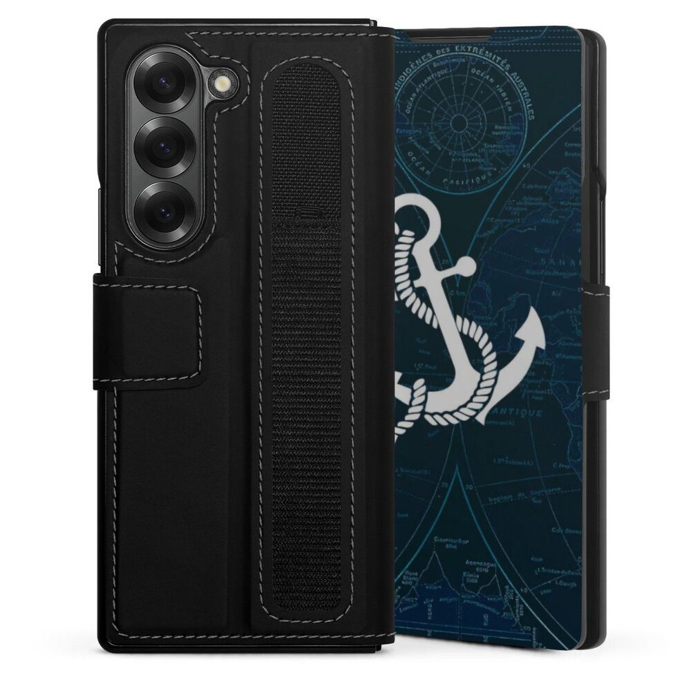 DeinDesign Handyhülle Anker Landkarte Segeln Sailors Style, Samsung Galaxy Z Fold 6 Hülle Handy Flip Case Wallet Cover