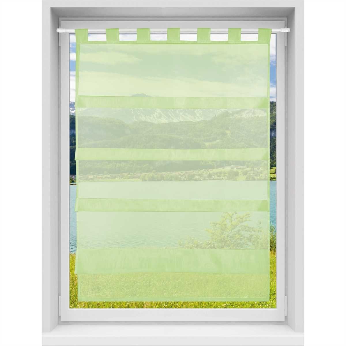 Vorhang, Bestlivings, Schlaufen (1 St), transparent, Microfaser, Küchengardine in "Raffoptik", Transparente Bistrogardine mit Schlaufen, vers. Größen Grün