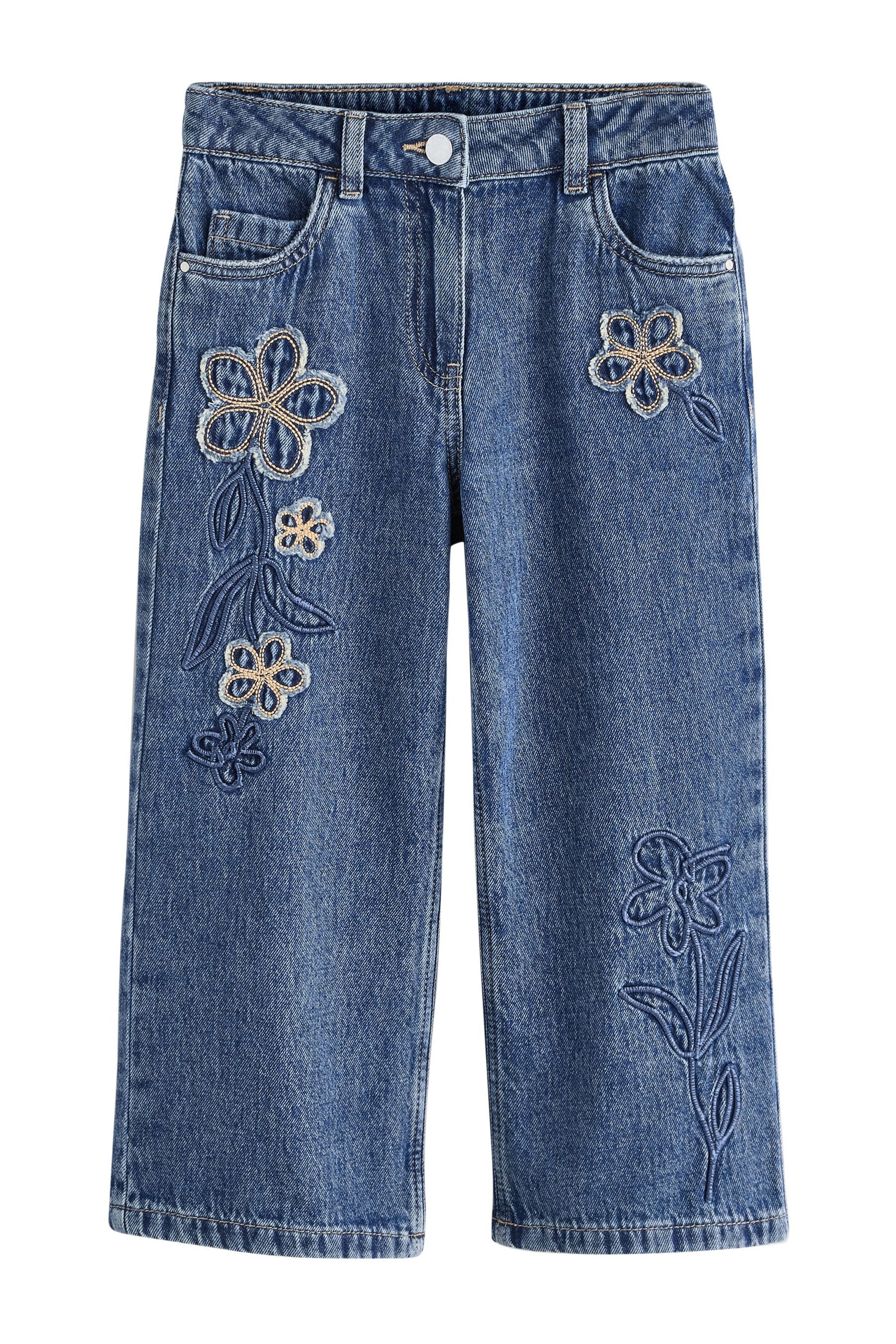 Next Weite Jeans Verzierte Jeans mit floralem Zierprint (1-tlg)