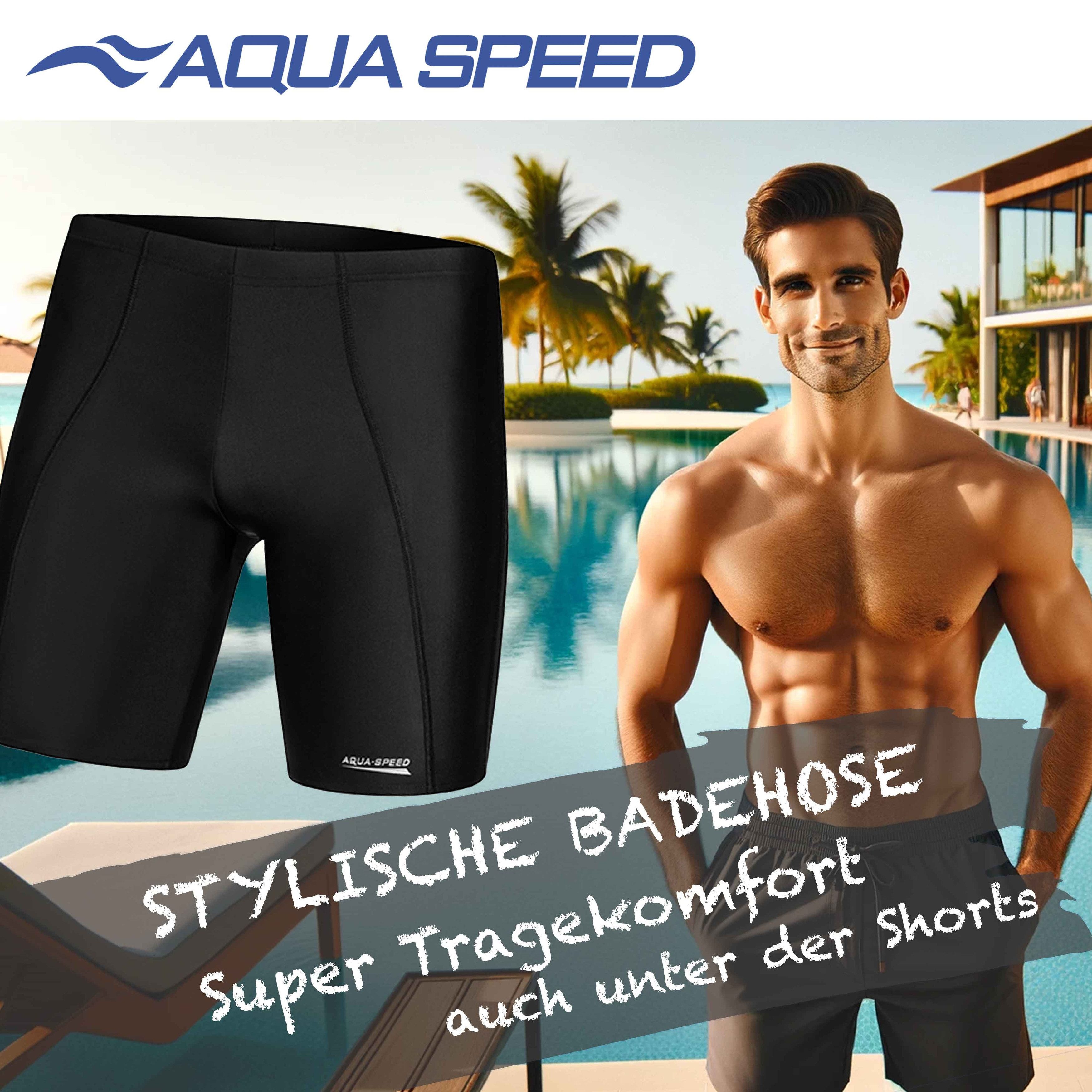 Aqua Speed Badehose Schwimmhose Herren Black XL Chlorfest & schnelltrocknend (Recyceltes Material – umweltfreundlich & leistungsstark zugleich) Chlorresistent & UV-beständig – ideal für intensives Schwimmen