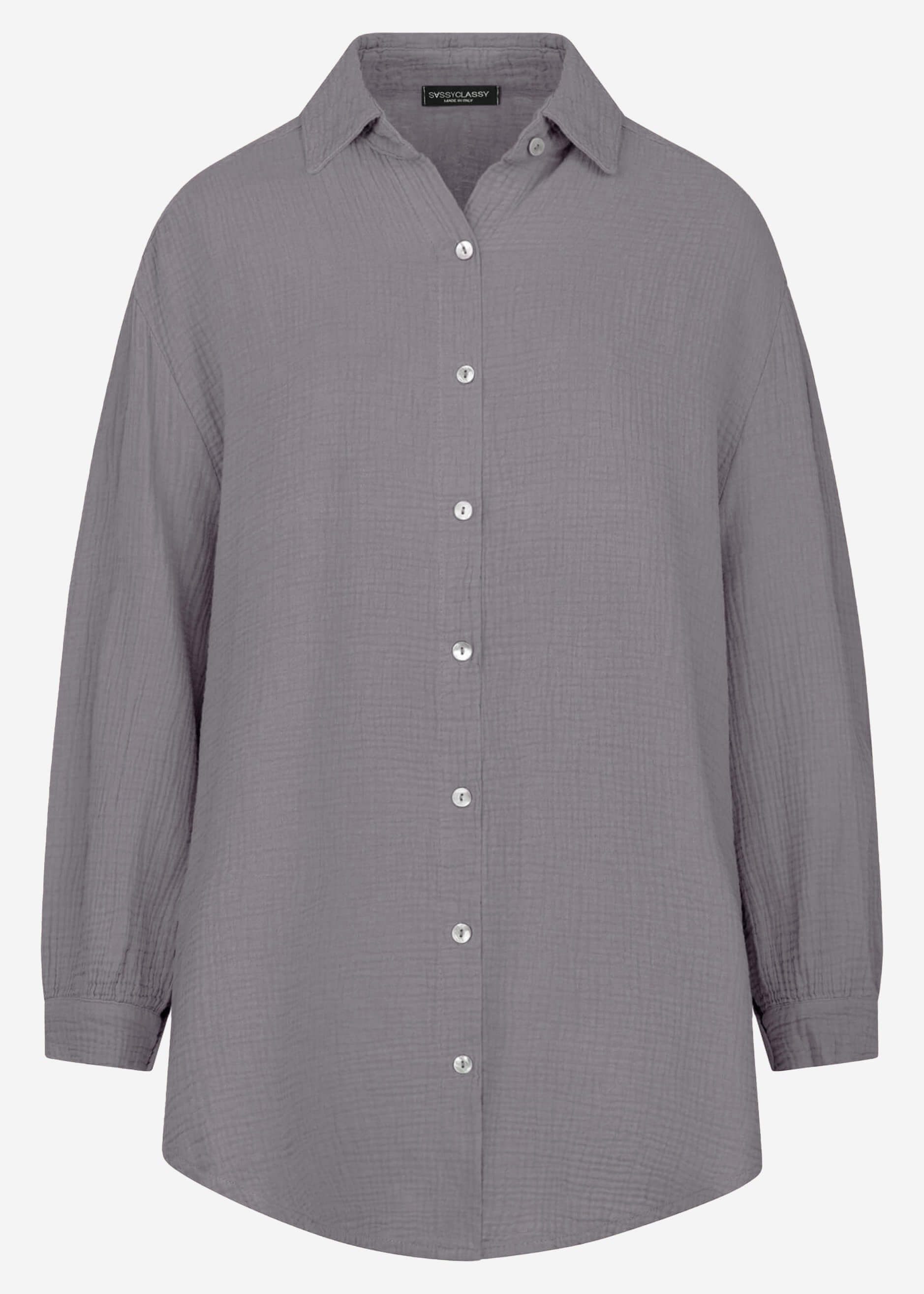 SASSYCLASSY Longbluse Oversize Musselin Bluse Damen Langarm Elegant Hemdblu günstig online kaufen