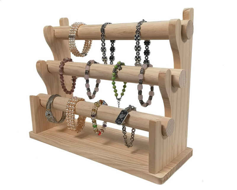 Yudu Schmuckständer Schmuckständer Schmuckhalter Armband- Ständer mit 3 Rollen Holz