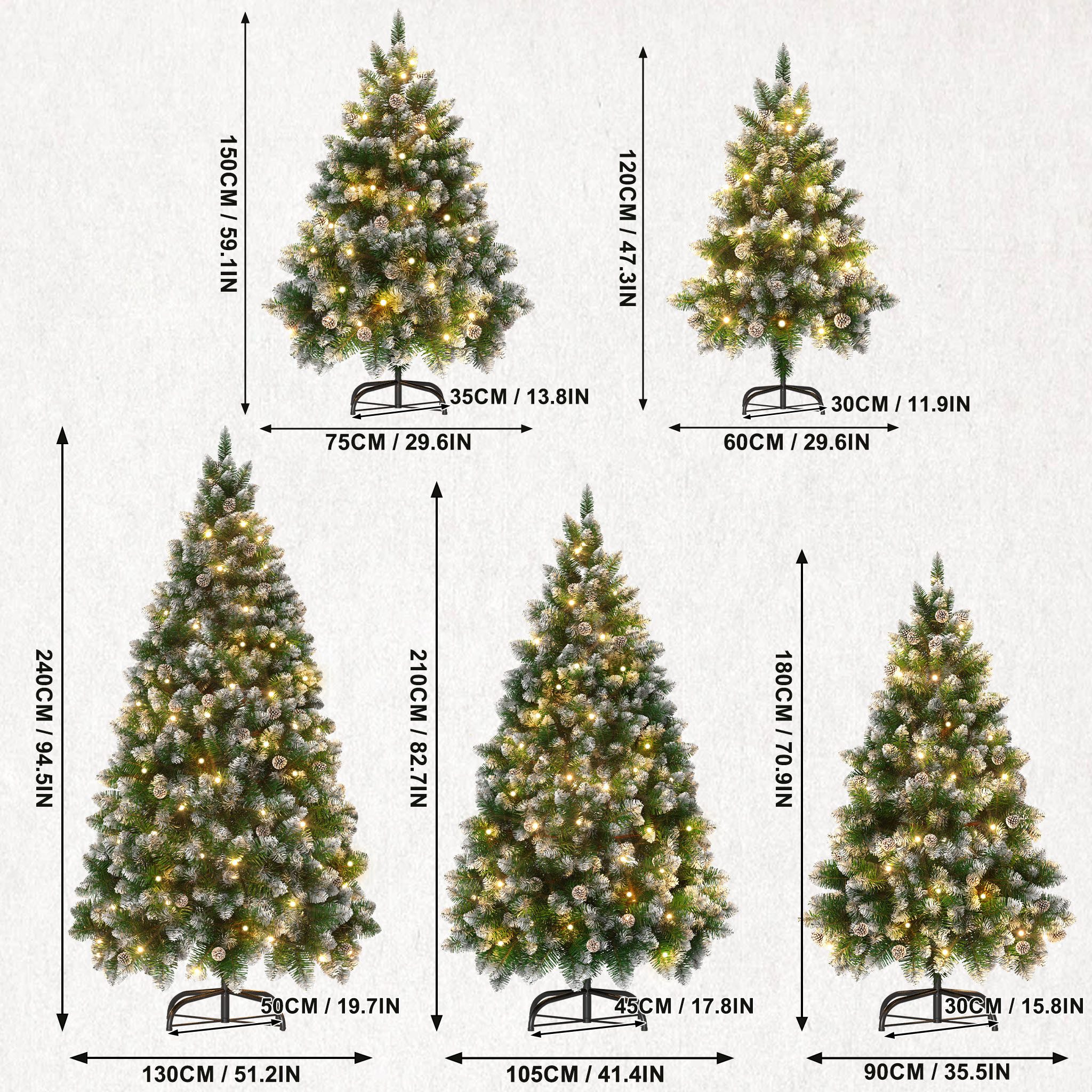 FIVMEN Künstlicher Weihnachtsbaum Tannenbaum mit Beleuchtung LED warm-weiß inkl. Metallständer – Bild 2 von 5
