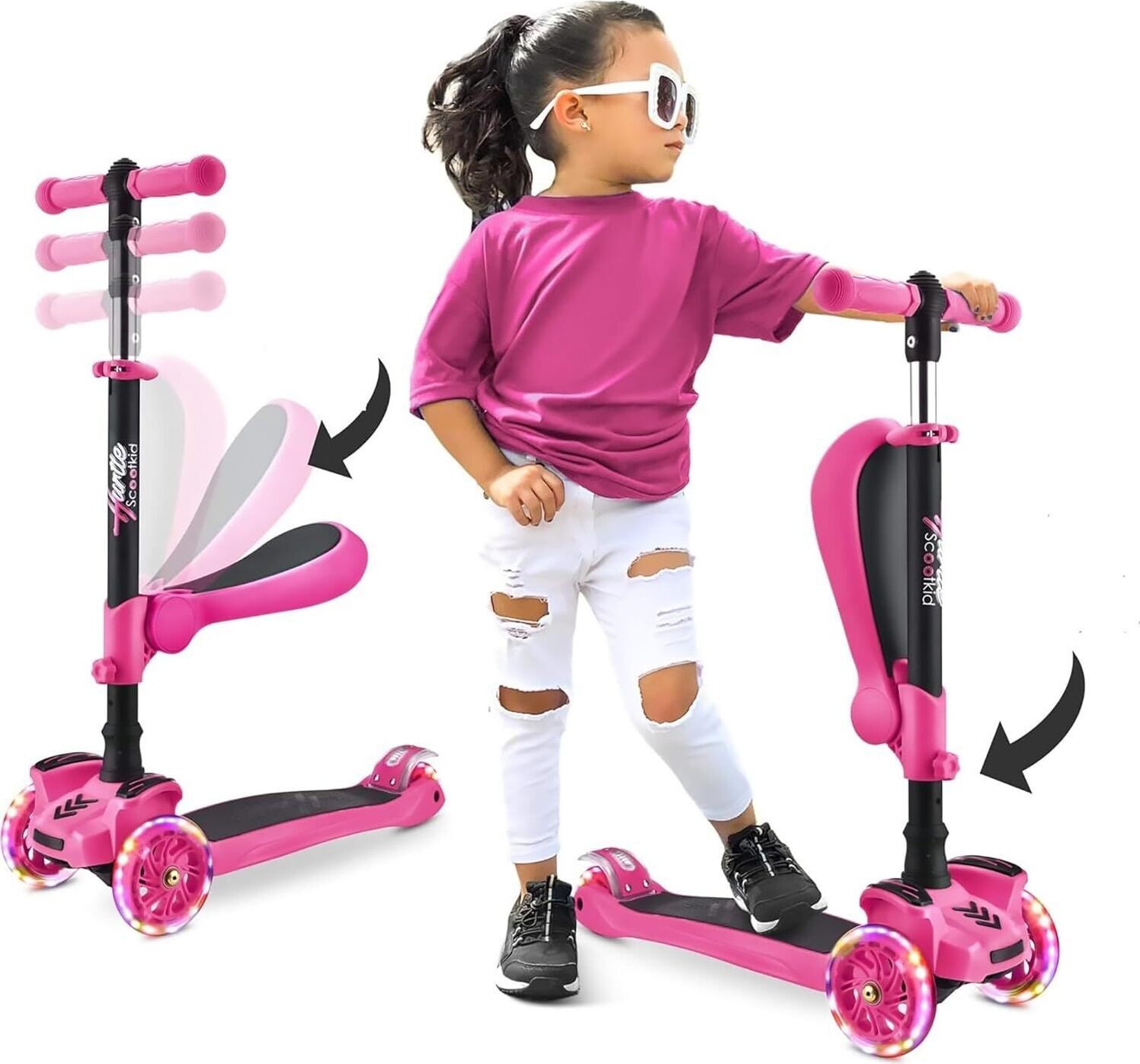 Dreiradscooter Kinder Roller, Scooter Kinder, Kinderroller ab 1-14 Jahre, Cityroller