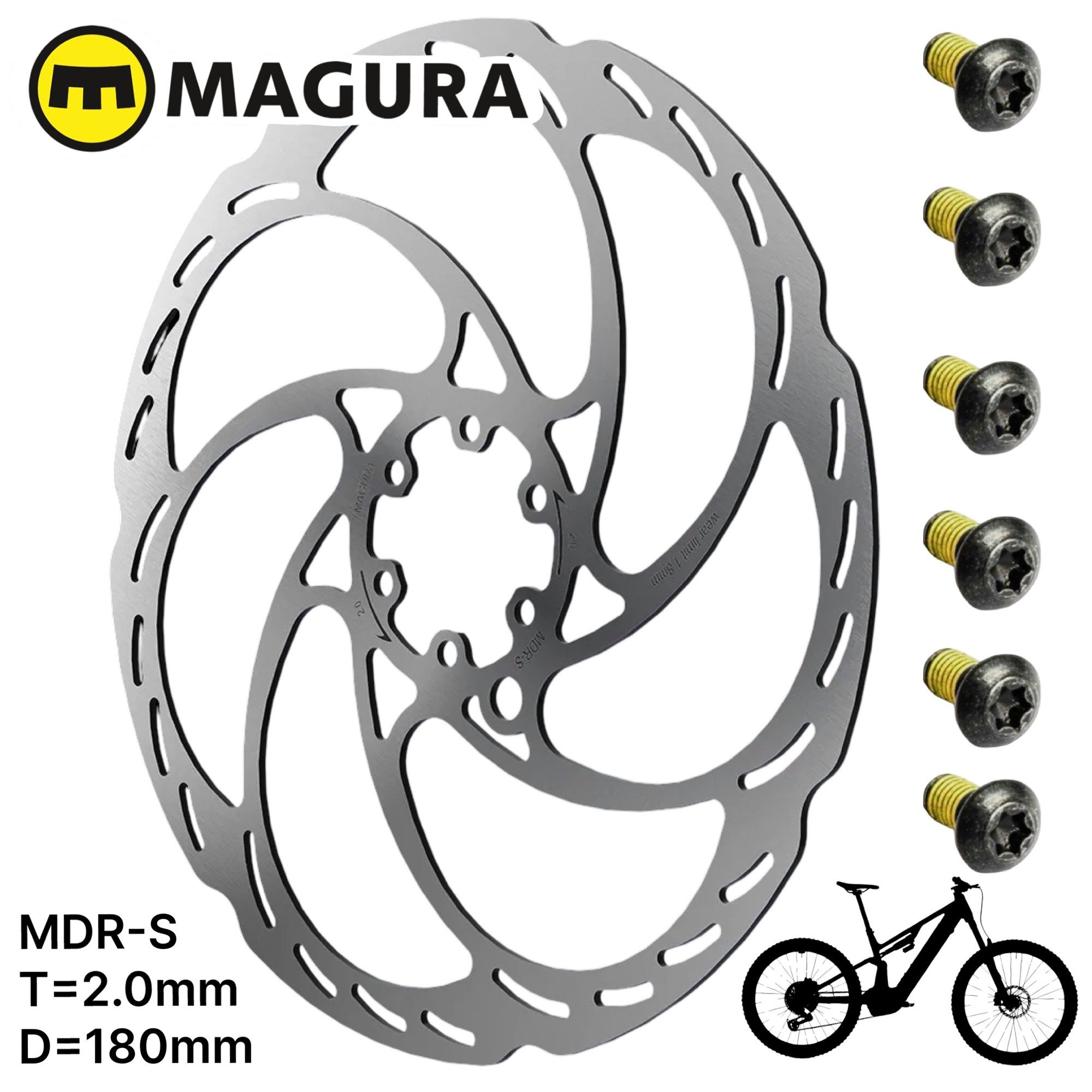Magura Scheibenbremse Magura Fahrrad MTB E-Bike Bremsscheibe MDR-S 2.0 6-Loch 180mm