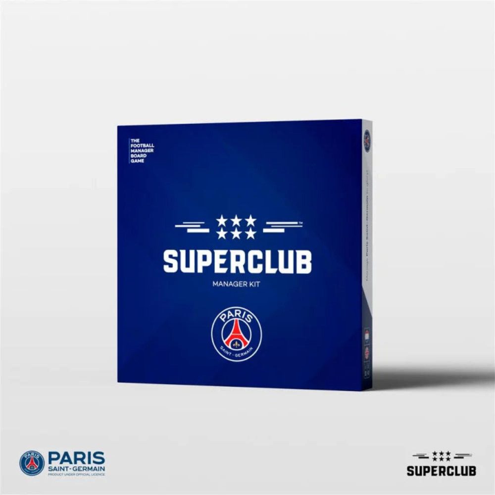 Superclub Spiel PSG Paris Saint-Germain Manager Kit Englisch Französisch Club-Block, Fußballmanager-Brettspiel-Erweiterung, offiziell lizenziert, inkl. Manager-Ordner und Notizbuch