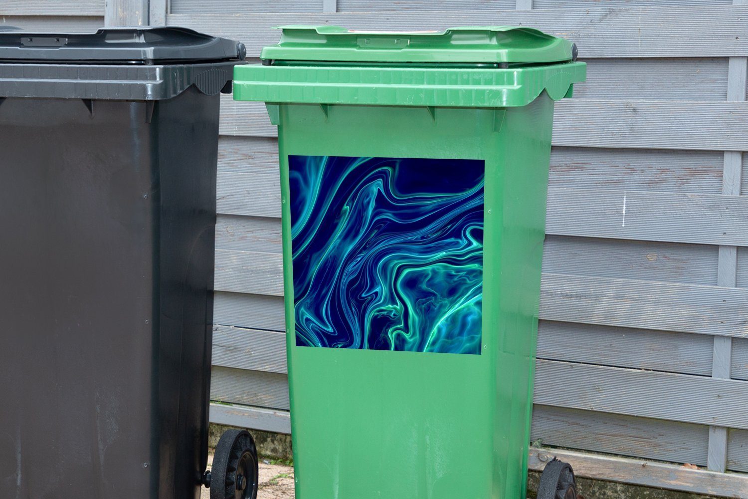 MuchoWow Wandsticker Abstrakt - Wellen Abfalbehälter Mülltonne, (1 Sticker, Container, Mülleimer-aufkleber, - St), Design