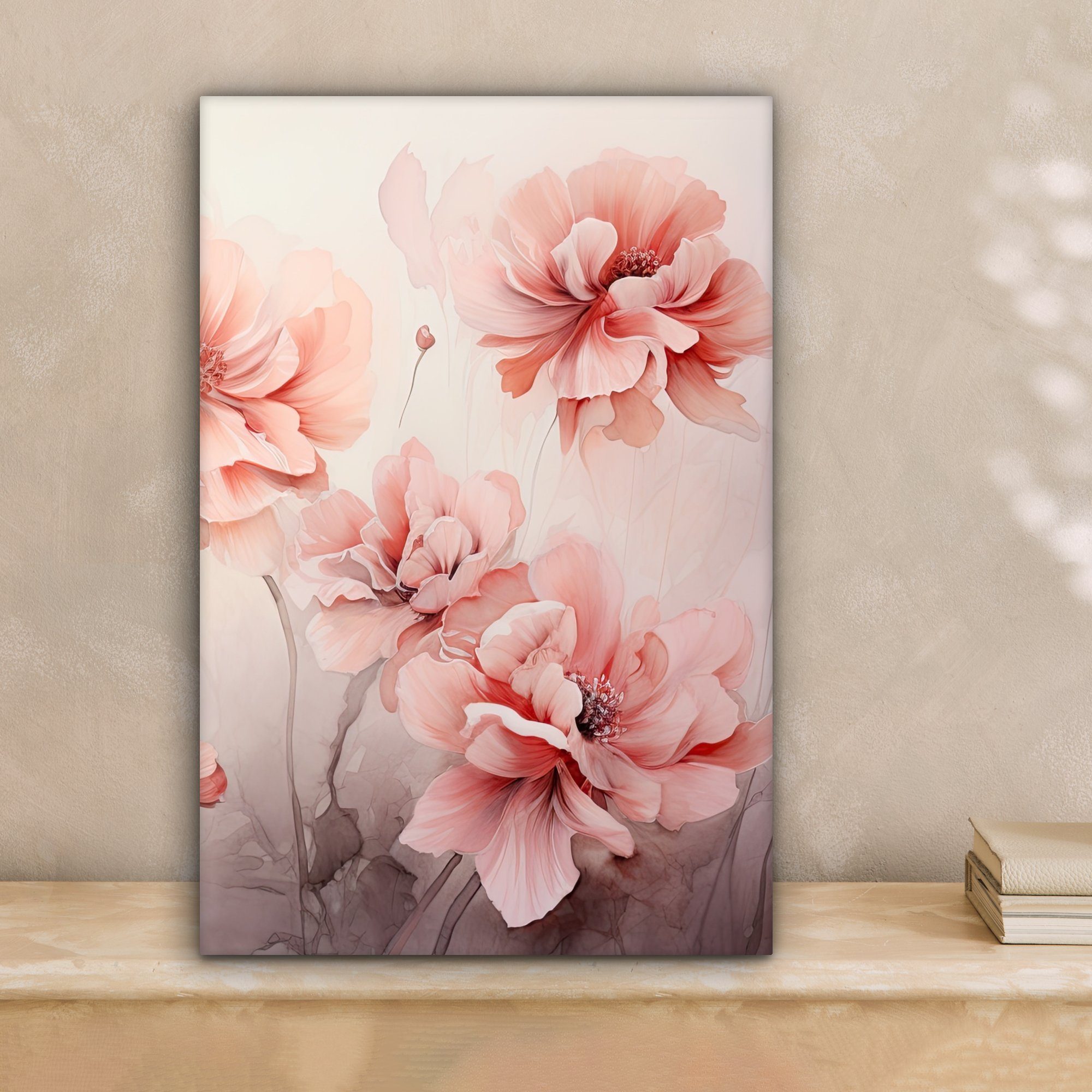 OneMillionCanvasses® Leinwandbild Blumen - Rosa - Kunst - Abstrakt - Aquare günstig online kaufen
