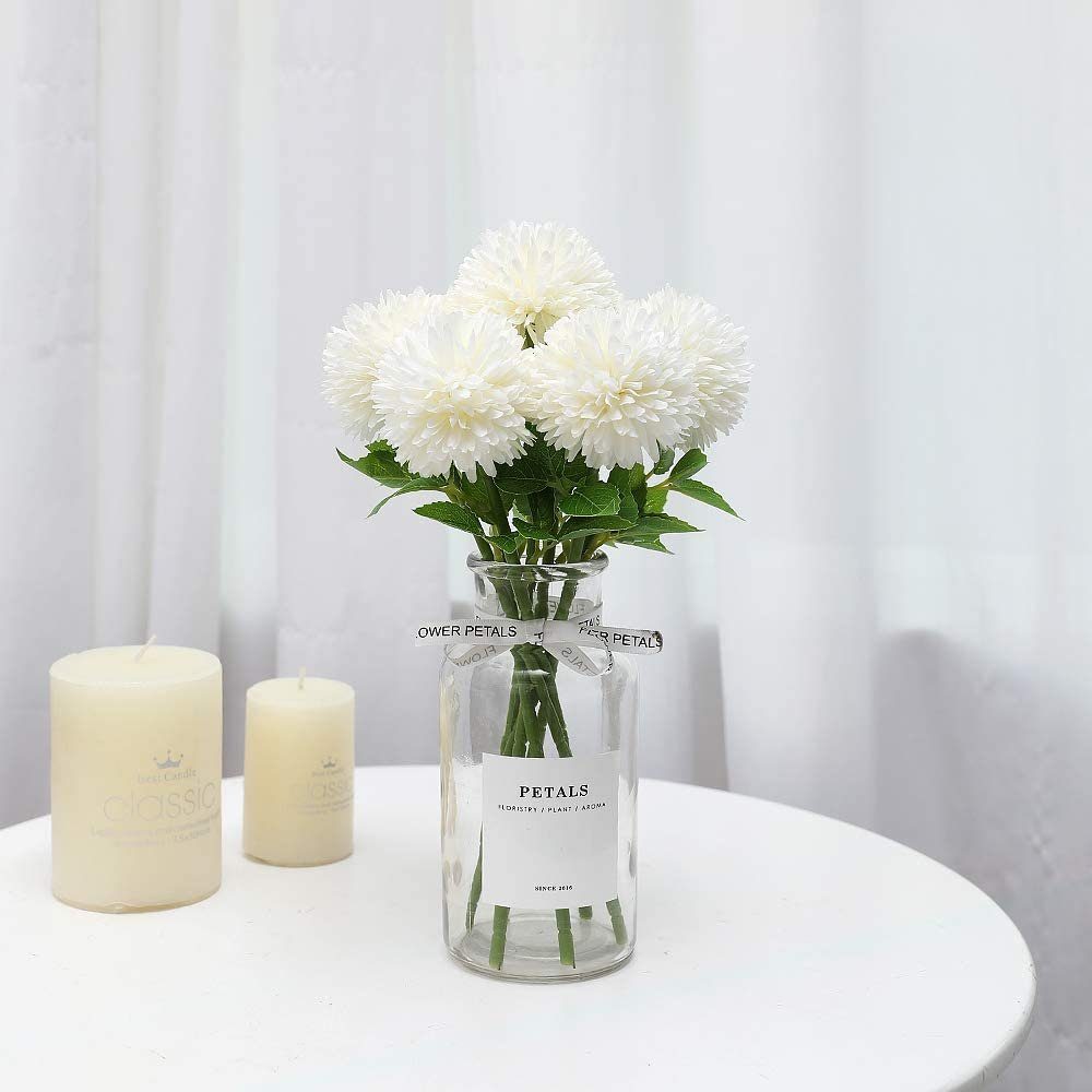 Hortensie Blumen,Seide Kunstblume Pompon Weiß Künstliche Jormftte Kugel,