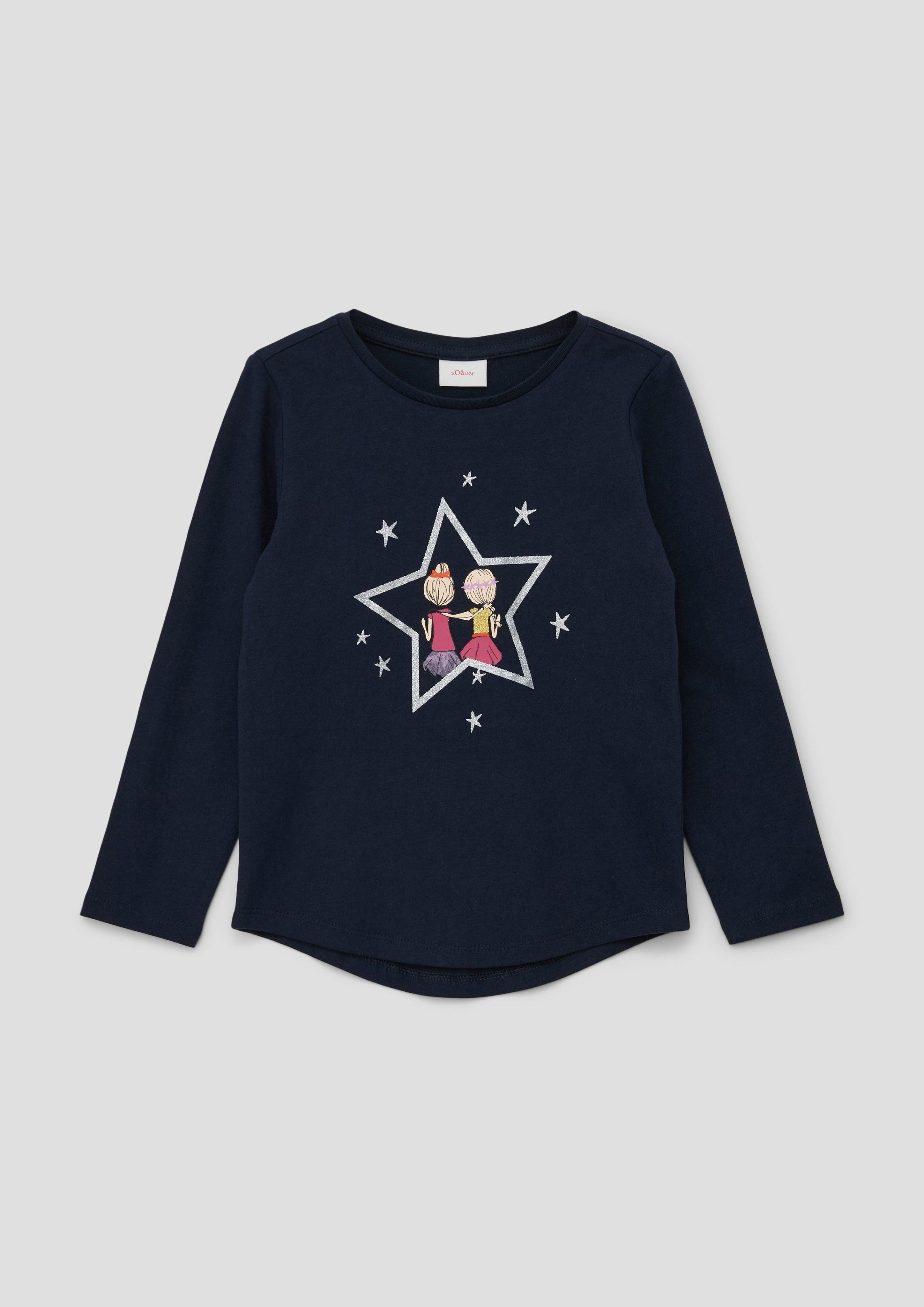 Langarmshirt Longsleeve mit glitzerndem Effektprint