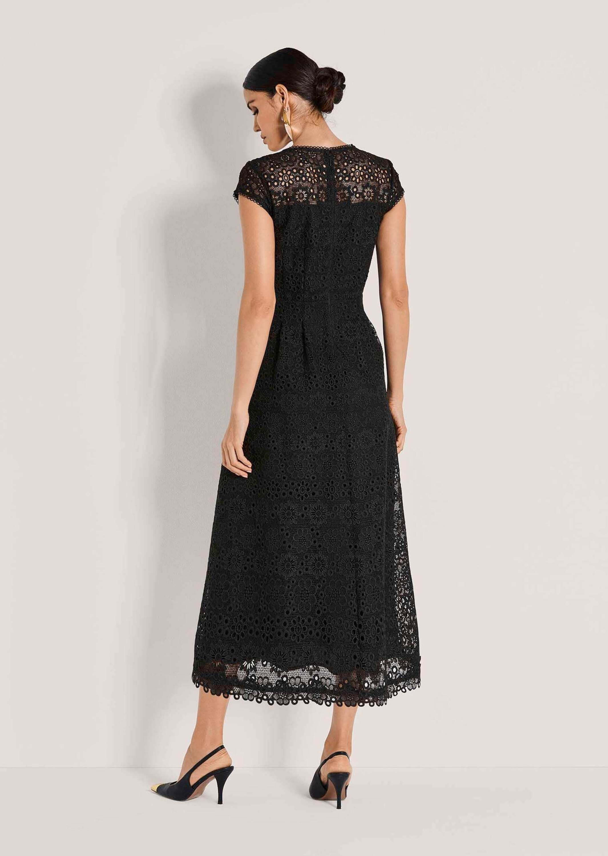 MADELEINE Maxikleid Romantisches Festtagskleid mit Spitzenborte Ärmelloses Spitzenkleid mit schwingendem Rock und Rundhals