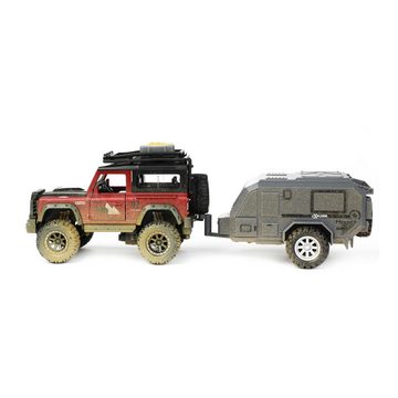 Toi-Toys Spielzeug-Auto Metal World Spielzeugauto - Jeep 4x4 mit Wohnwagen, mit Rückzugsfunktion