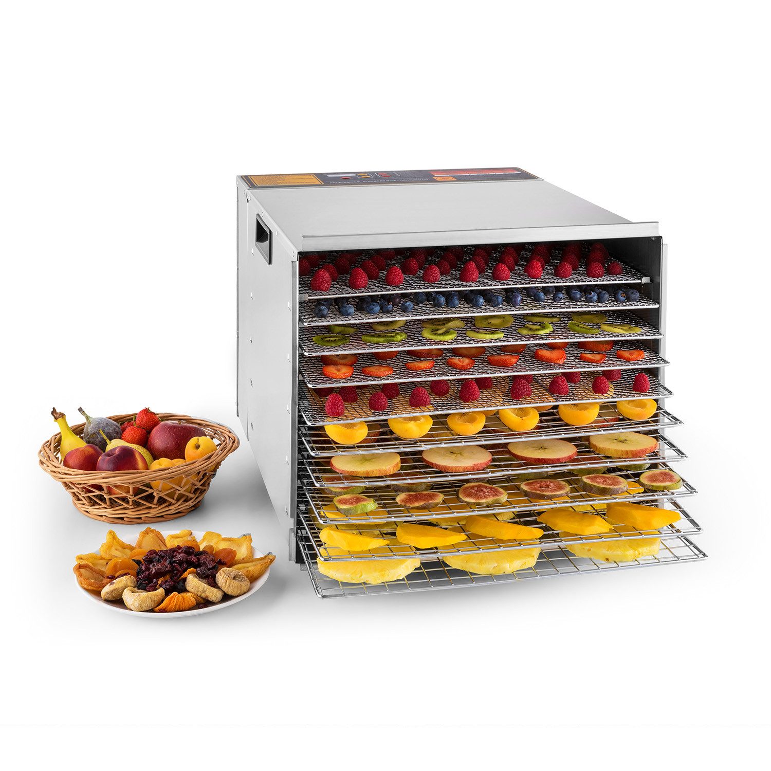 Klarstein Dörrautomat Fruit Jerky Pro 10 1000 W, Dörrgerät Dehydrator Dörrapparat