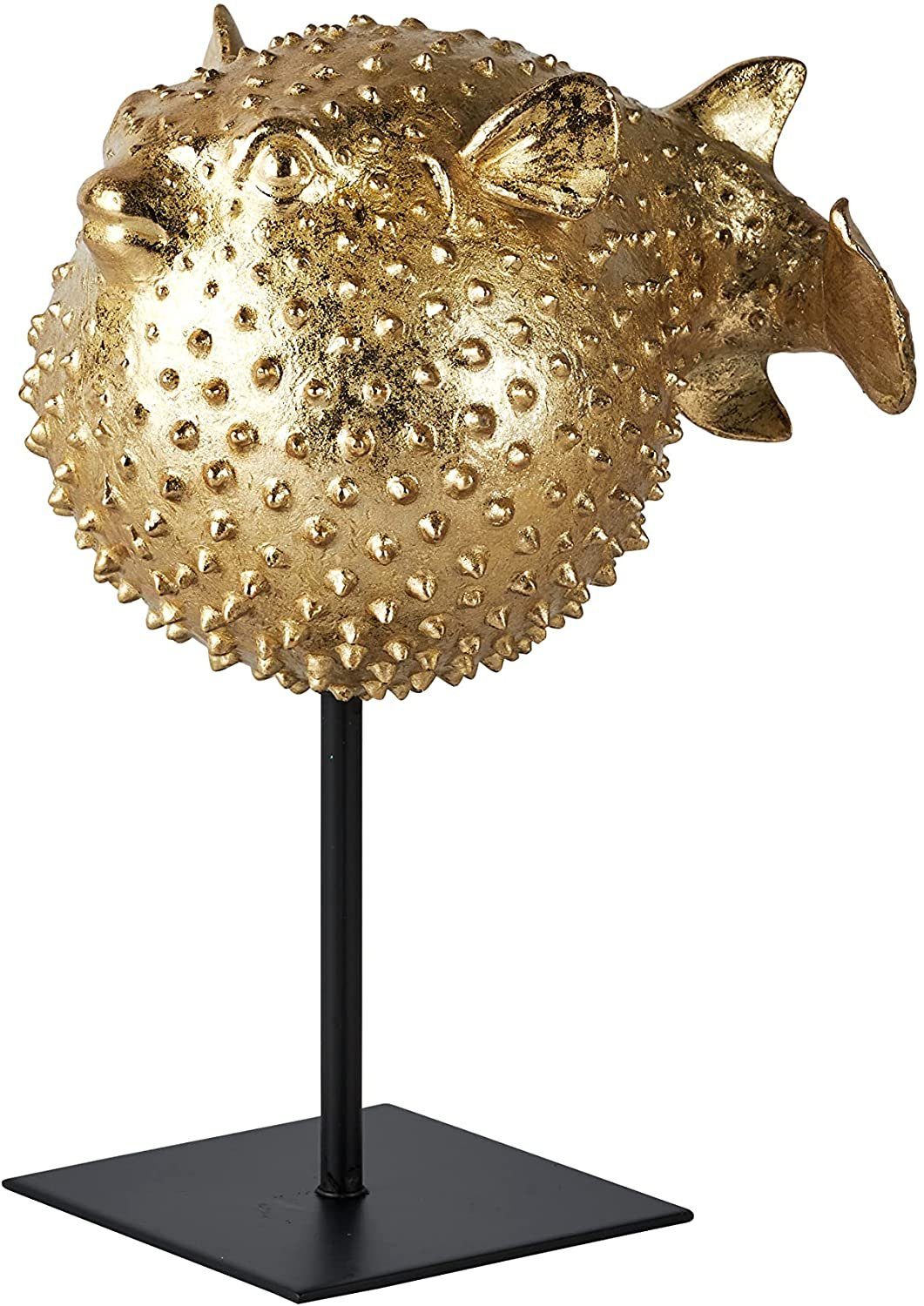 Dekofigur Kugelfisch Dekofigur Polyresin Gold Maritim Deko - 17x13x23,5 cm