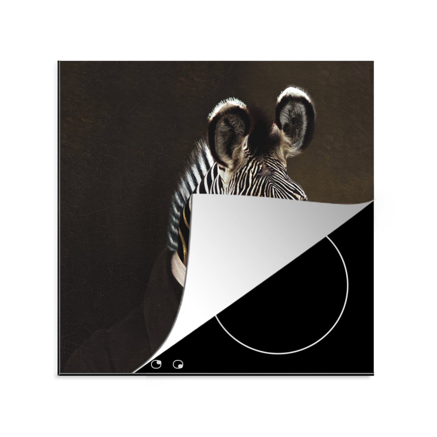 Zebra tlg), Herdblende-/Abdeckplatte MuchoWow Porträt küche Vinyl, Ceranfeldabdeckung, - Kleidung, cm, (1 78x78 für - Arbeitsplatte