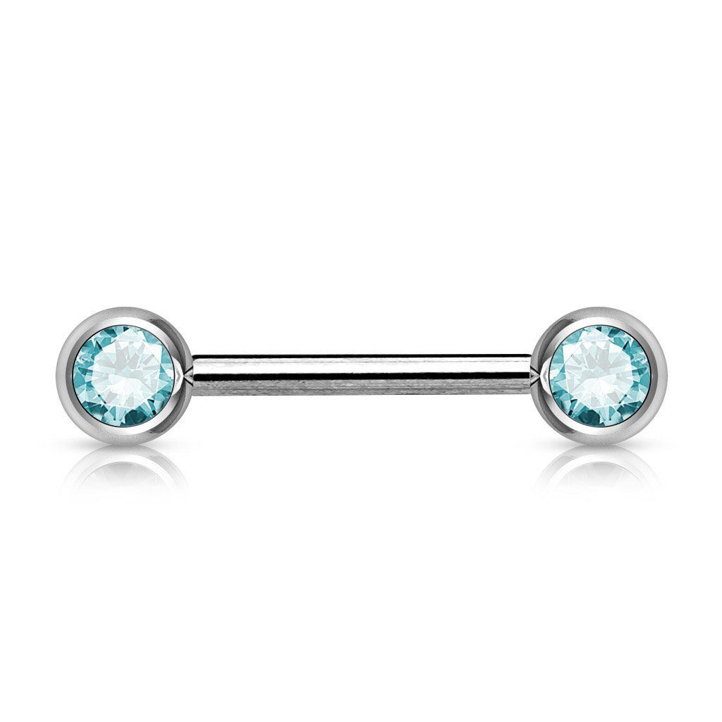 viva-adorno Brustwarzenpiercing Brustpiercing Nippelpiercing Front Kristall Kugeln Barbell Stab