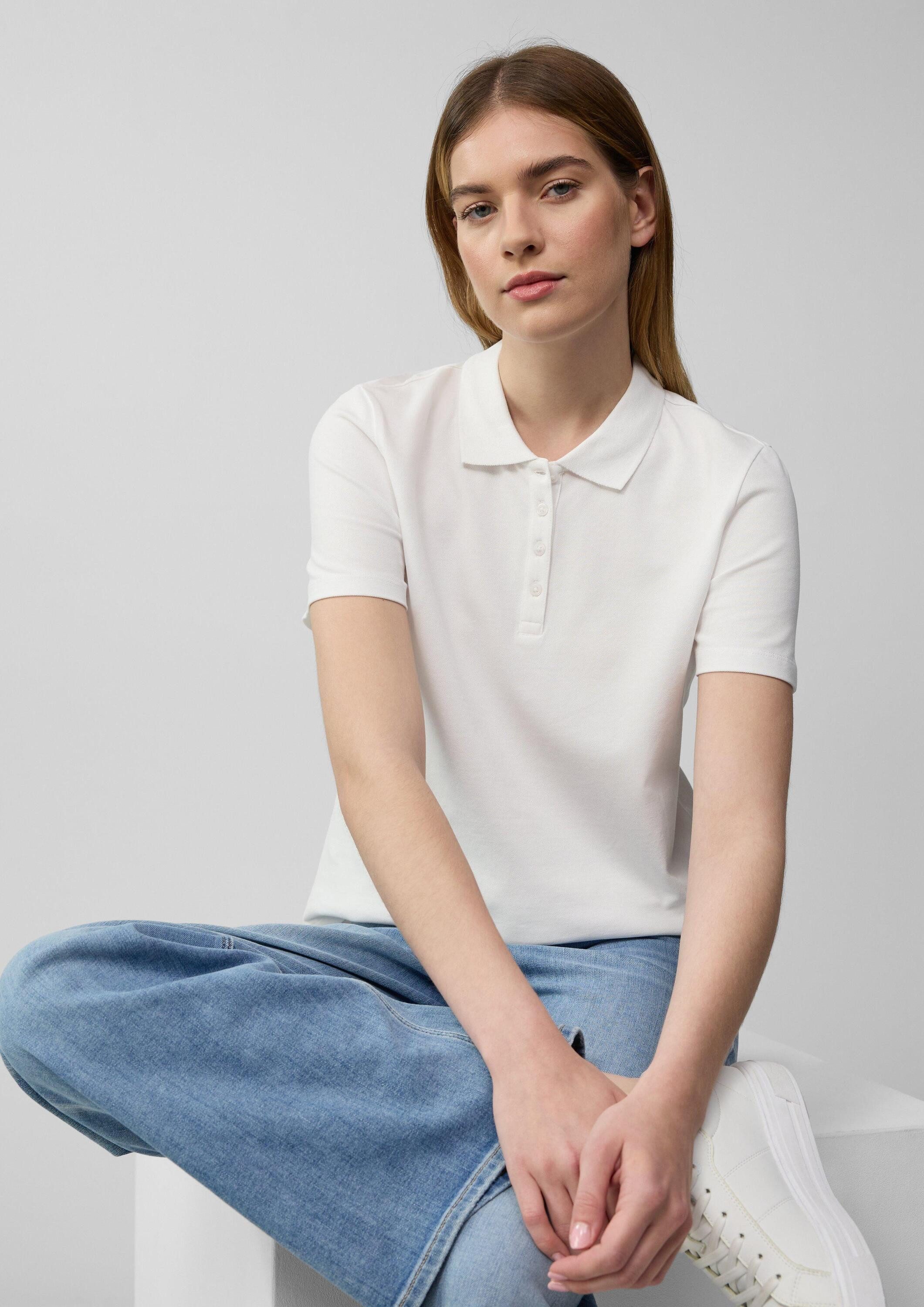 s.Oliver Kurzarmshirt Polo-Shirt Verkürztes Poloshirt aus Baumwollpiqué günstig online kaufen