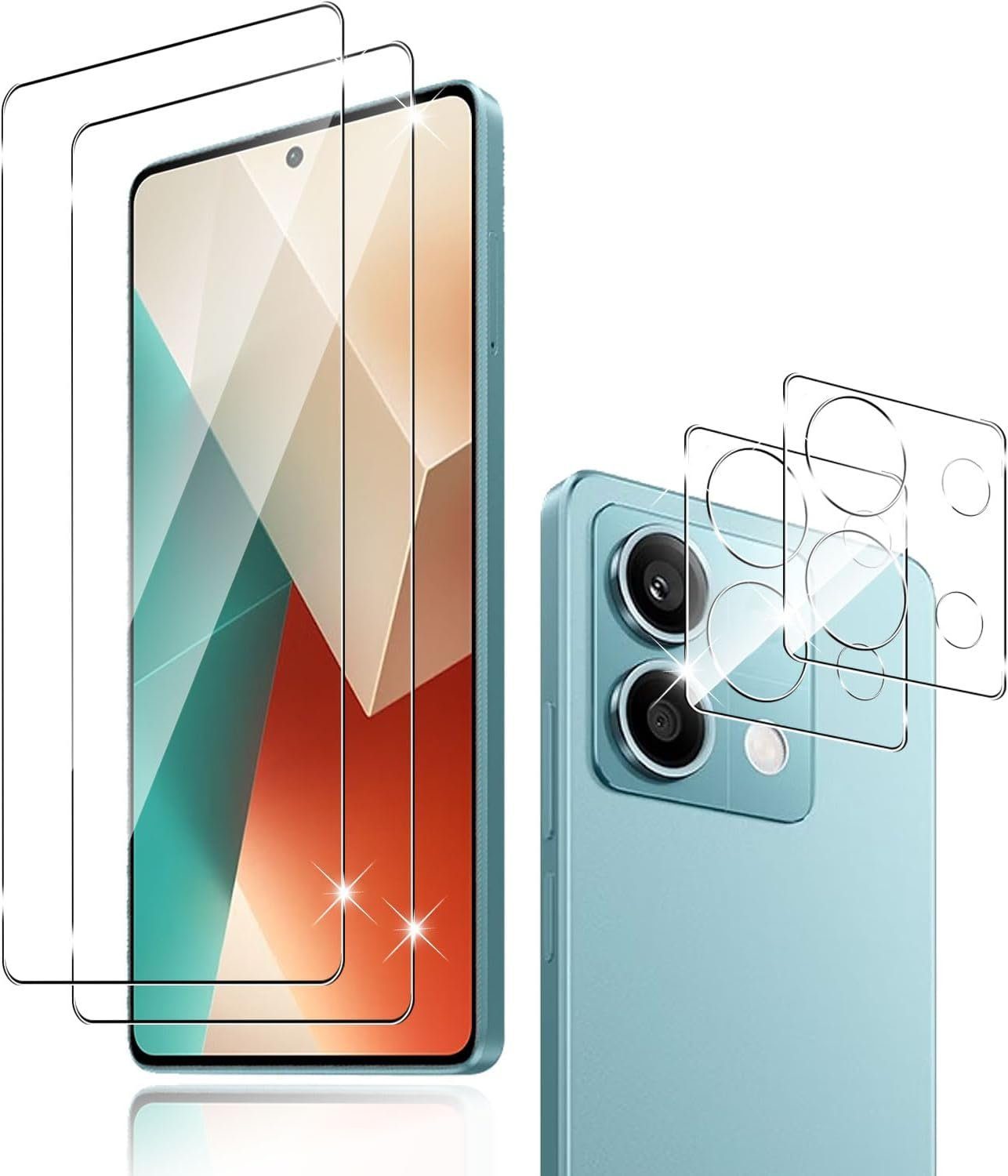 Displayschutzglas 2X Schutzglas (Display + Kamera) für Xiaomi Redmi Note 13 5G