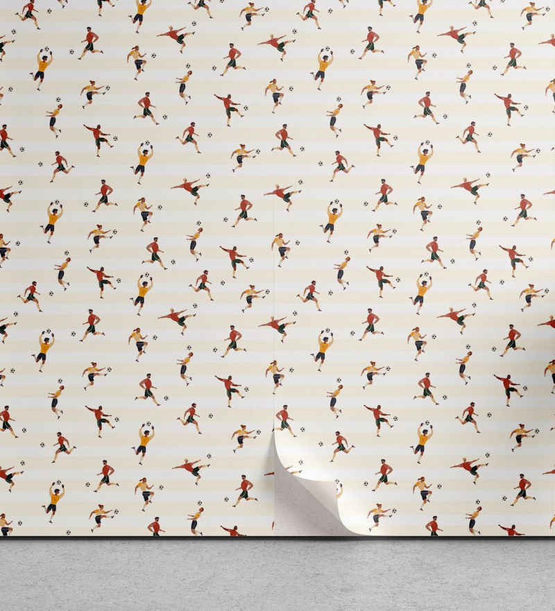 Abakuhaus Vinyltapete selbstklebendes Wohnzimmer Küchenakzent, Sport Männer Fußball spielen Doodle