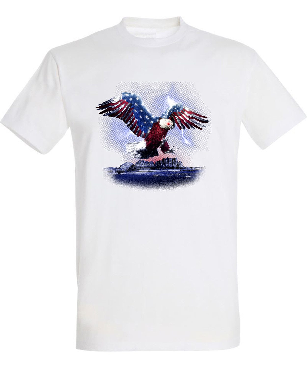 T-Shirt Herren Print Shirt - Adler in USA Farben Brustprint