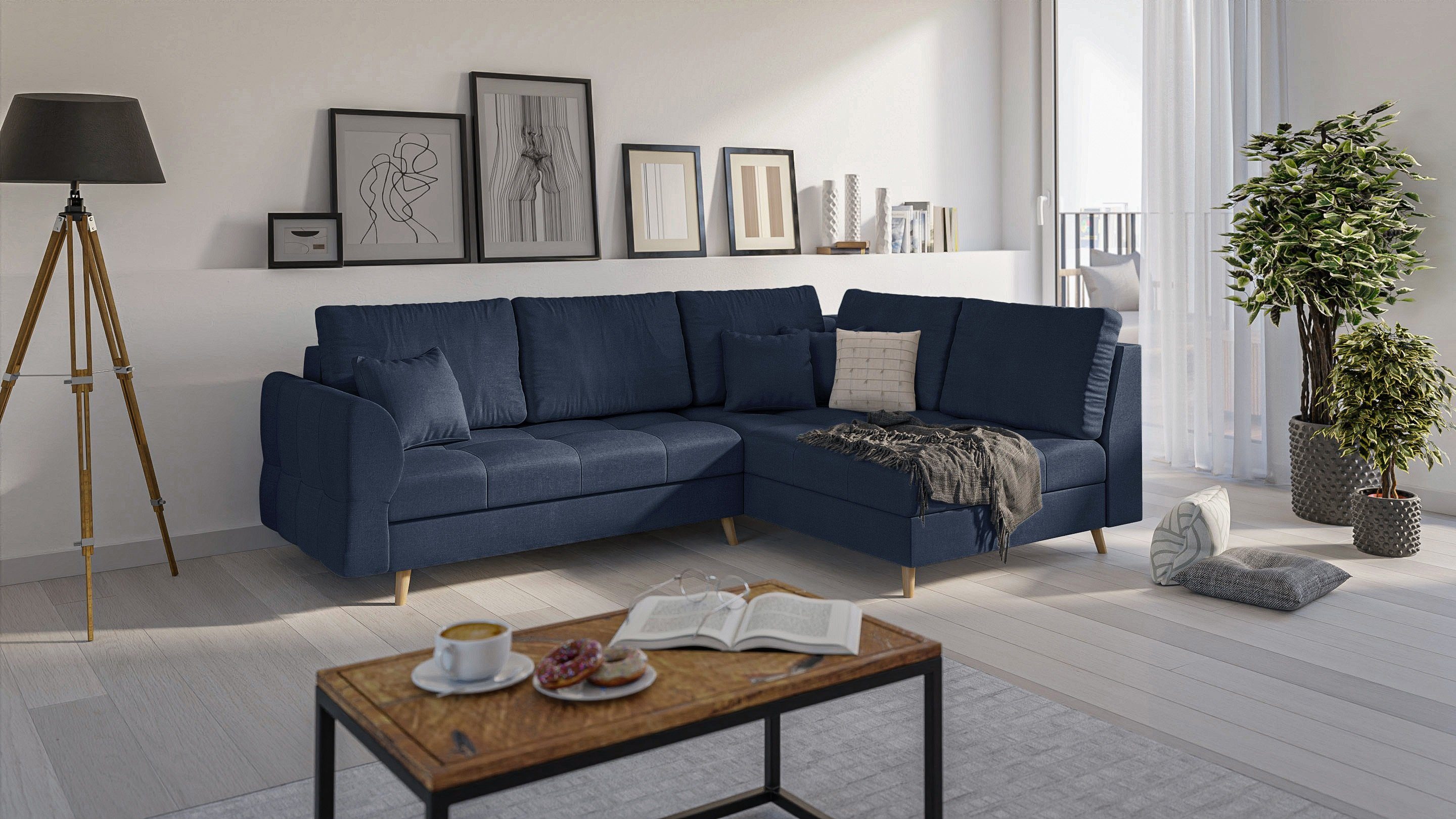 S-Style Möbel Ecksofa Cuba mit Holzfüßen günstig online kaufen