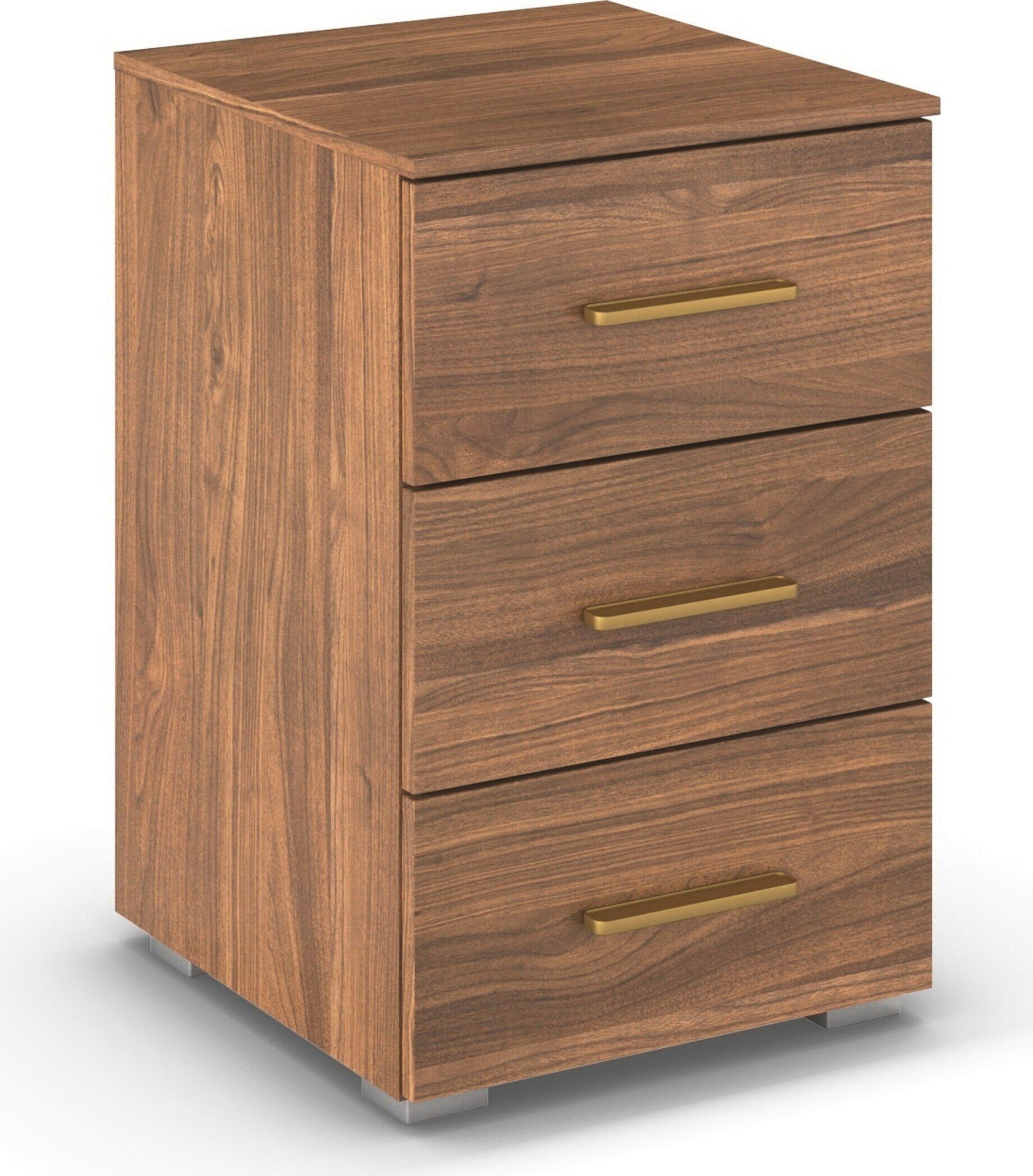 OTTO home Nachtkommode Nachttisch Nachtkonsole Nachtschrank SCHNELLMONTAGESYSTEM ZELLARA (Breite 40 cm / Höhe 61 cm, inkl. SOFT-CLOSE-FUNKTION), mit 3 geräumigen Schubladen, Griffe Gold aus Metall MADE IN GERMANY
