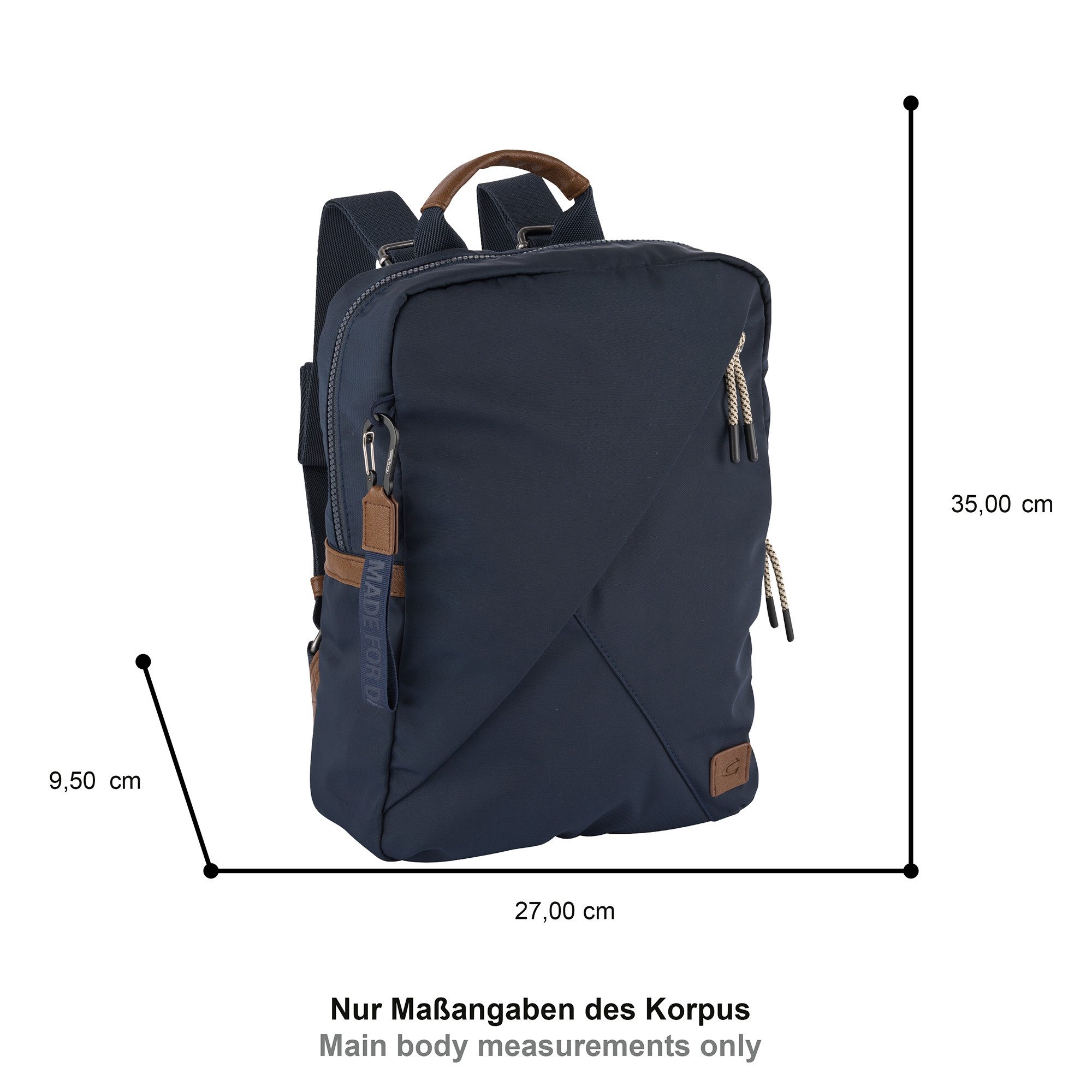 camel active Rucksack Aurum (2-tlg), aus recyceltem Polyester in Nylonstruktur, leicht & mit feinen Details