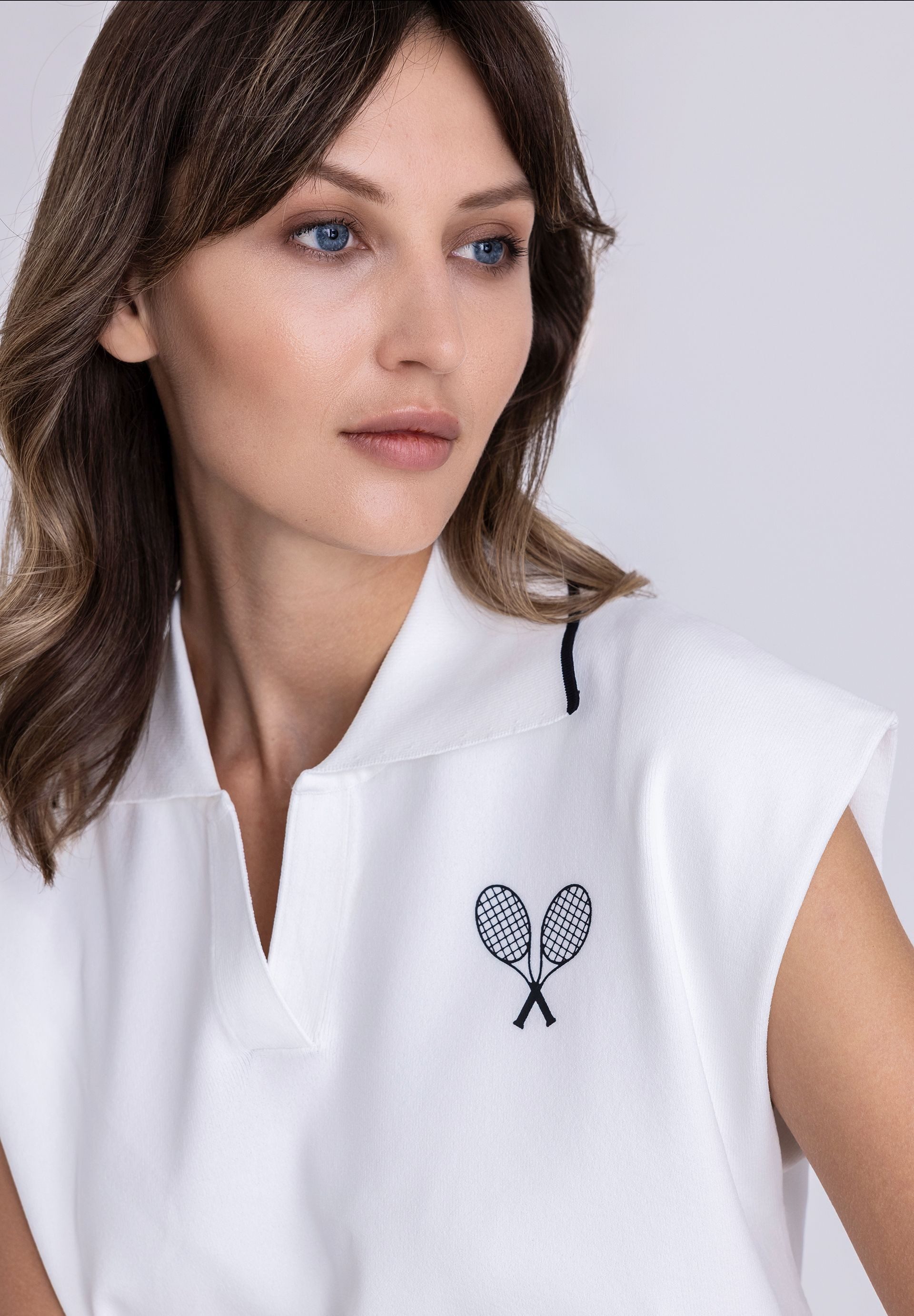 TUZZI Strickpullover mit Tennis-Stickerei