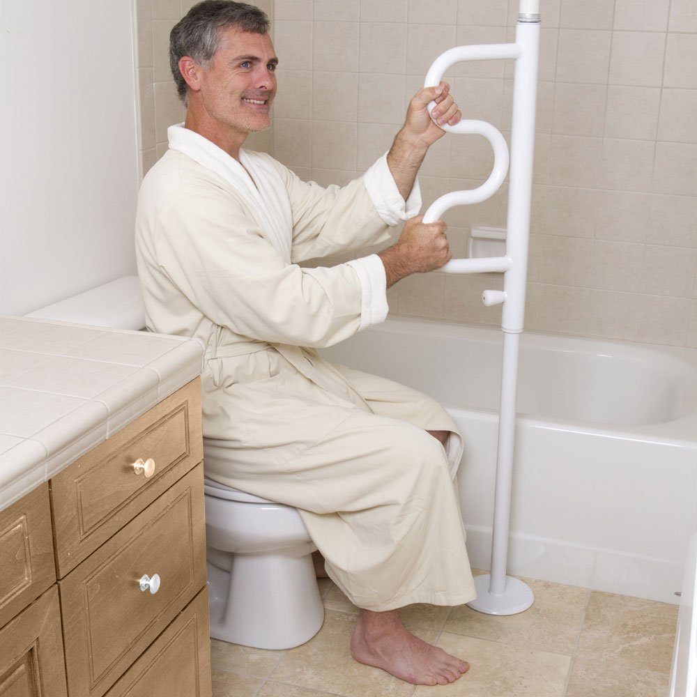 rehastage Badewannentablett Pole Boden-Deckenstange mit Griff - Ohne Bohren