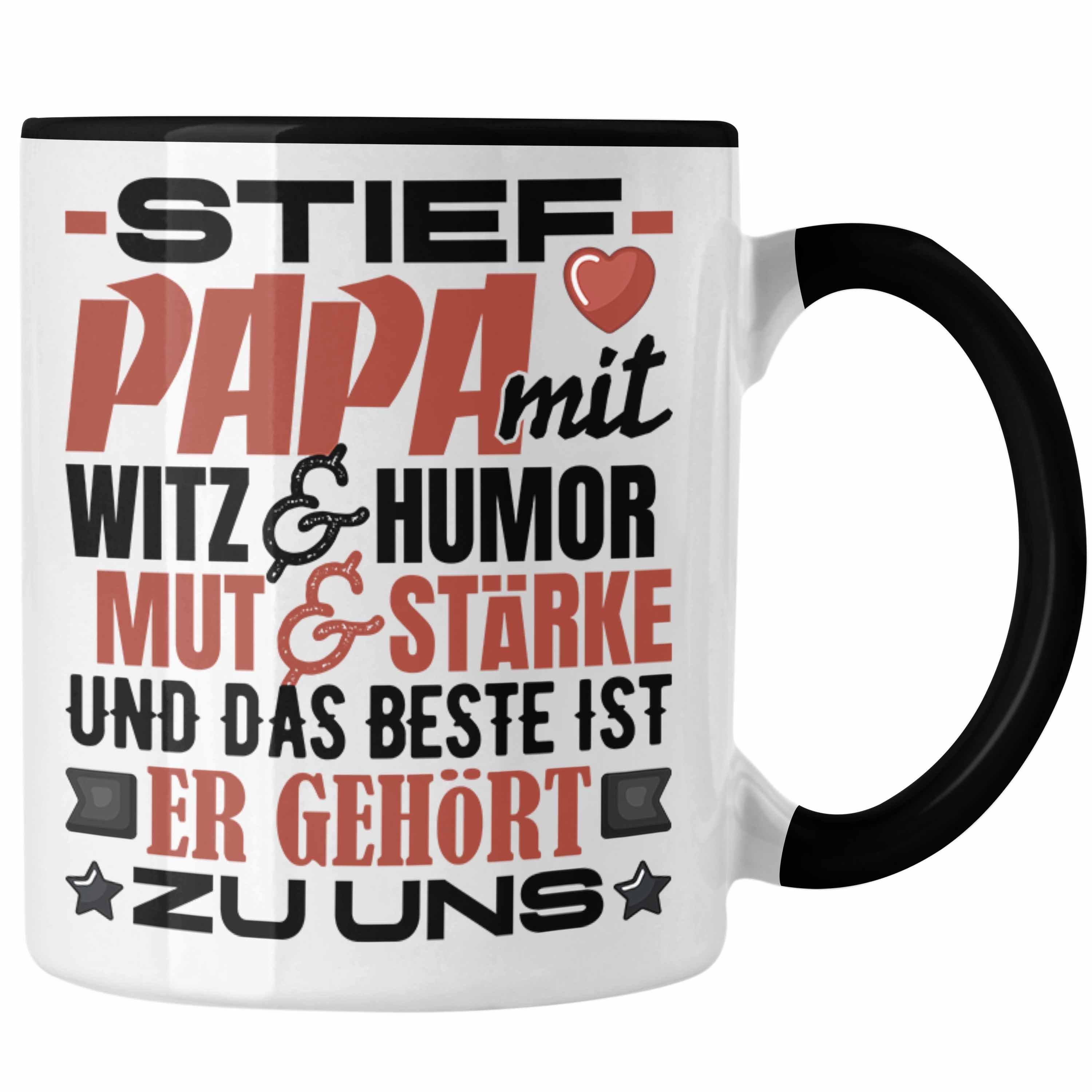 Trendation Tasse Stiefvater Tasse Spruch Geschenk von Kindern an Stiefvater Kinder Er Schwarz | Teetassen