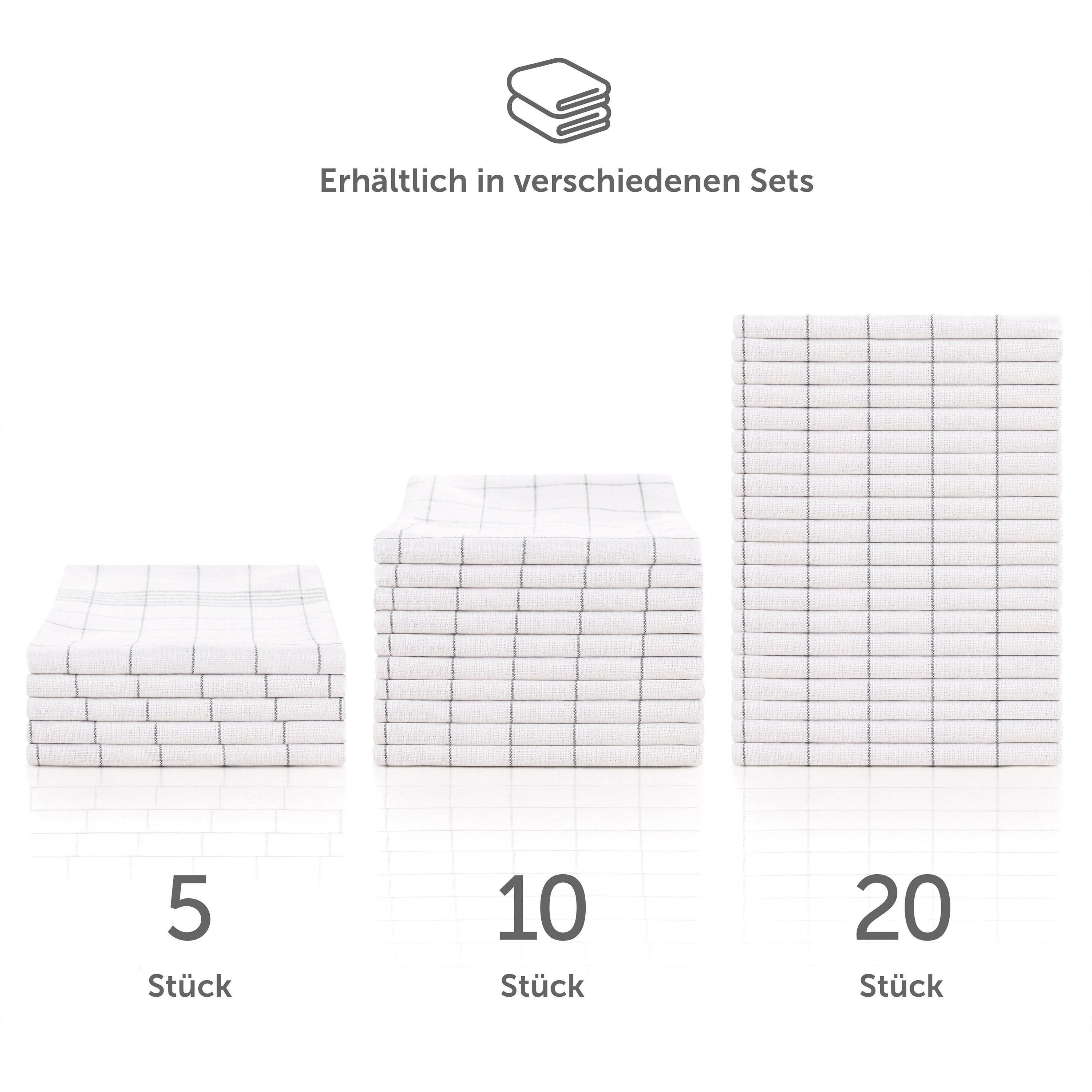 Blumtal Geschirrtuch Hochwertige im praktischen Set, (Set, 20-tlg., Set bestehend aus 5, 10 oder 20), in der Größe 50x70 cm, 100% Baumwolle – Bild 4 von 5