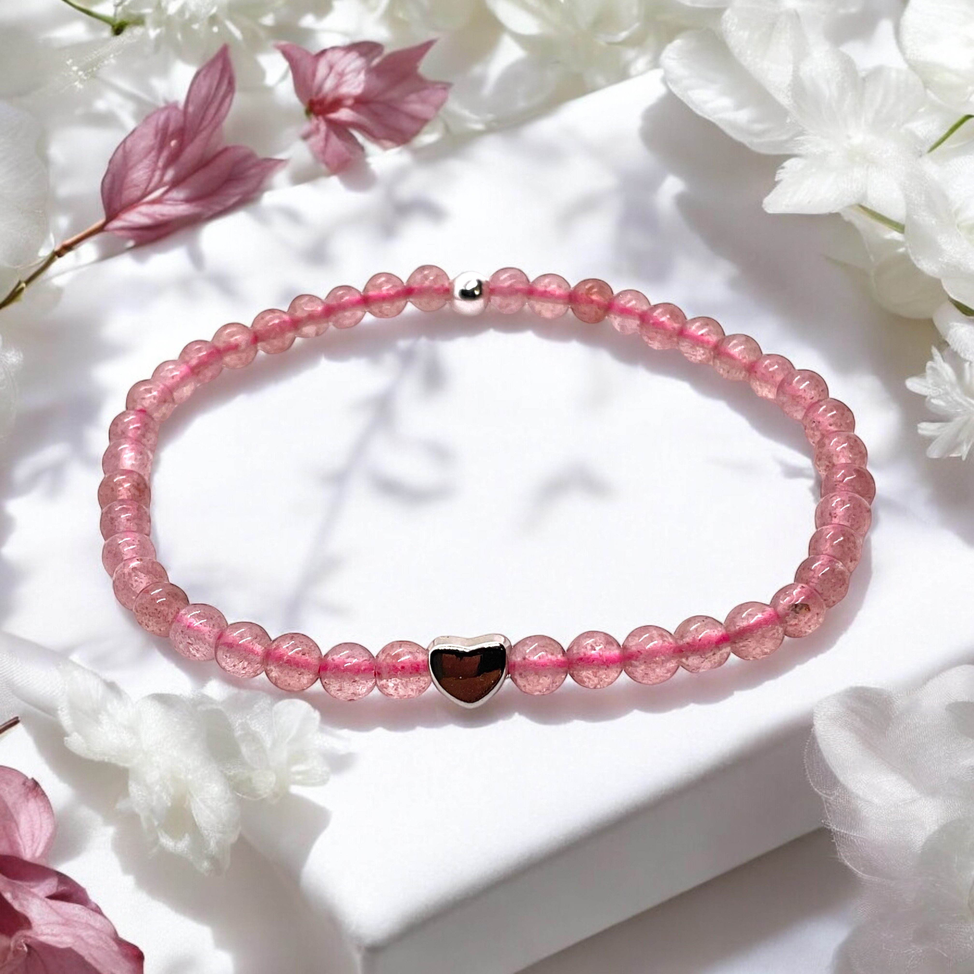 Steinfixx® Perlenarmband Edelstein Erdbeerquarz mit 925 Silberperle und Her günstig online kaufen