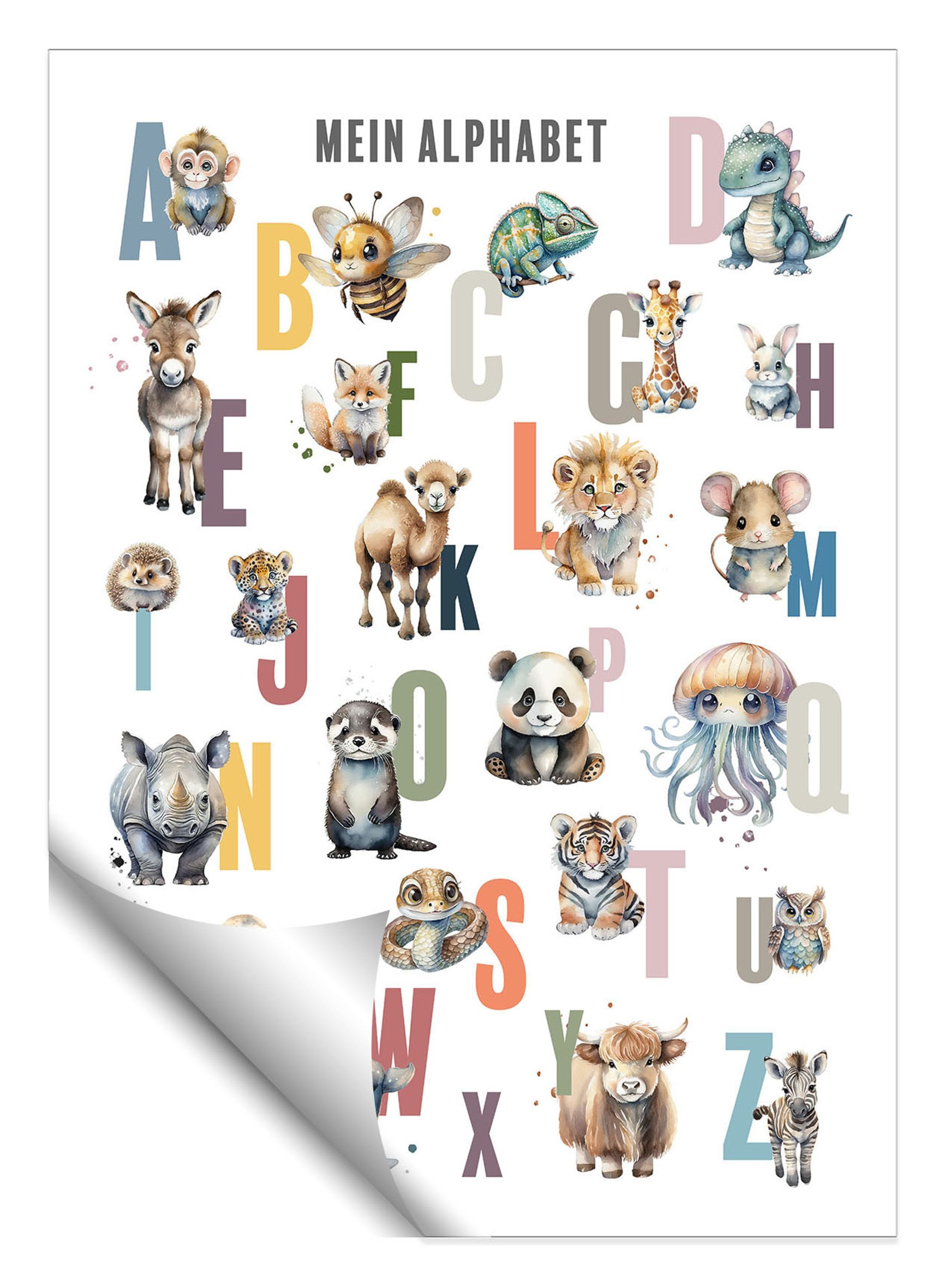 artissimo Poster artissimo Kinder-Poster 50x70cm Kinderzimmer Tiere Buchstaben ABC, XXL Lern-Poster: Mein Alphabet - deutsch