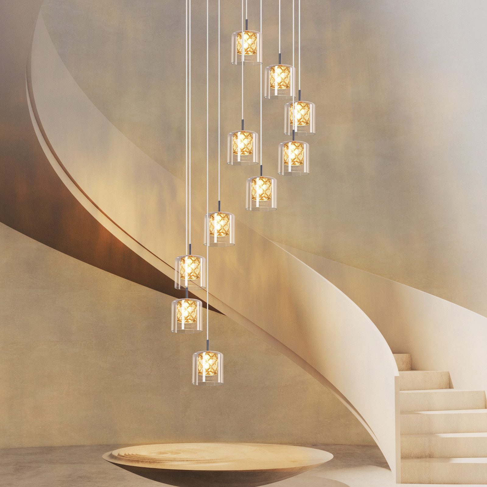 Nettlife Pendelleuchte Esszimmer Glas G9 Kristall günstig online kaufen