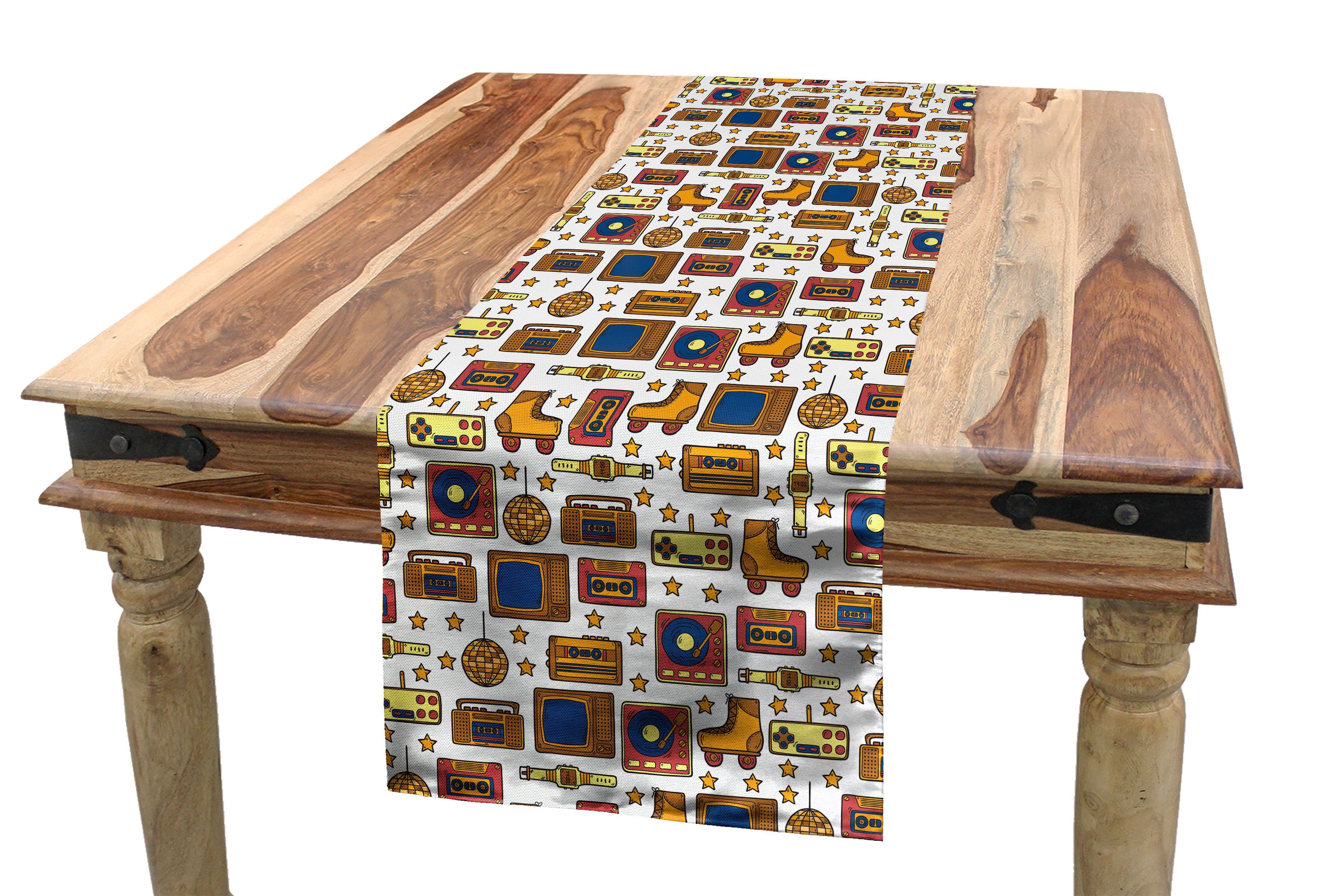 Tischläufer Tischläufer, 90s Theme Abakuhaus Retro Jahrgang Dekorativer Esszimmer Rechteckiger Küche