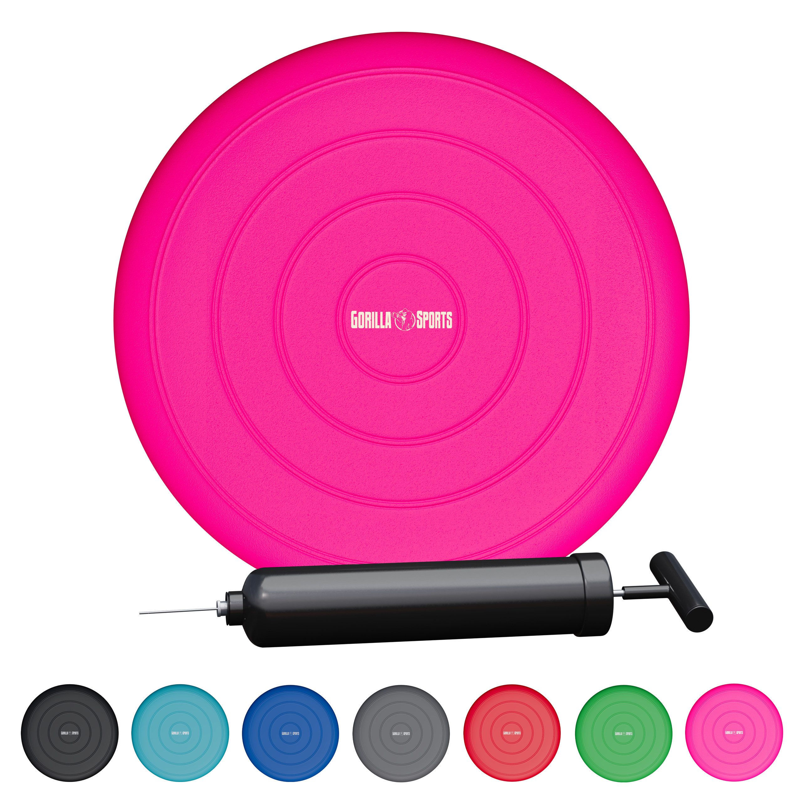 GORILLA SPORTS Balancekissen Ballsitzkissen, inkl. Pumpe, ohne Noppen, Luftkissen, Balance Pad