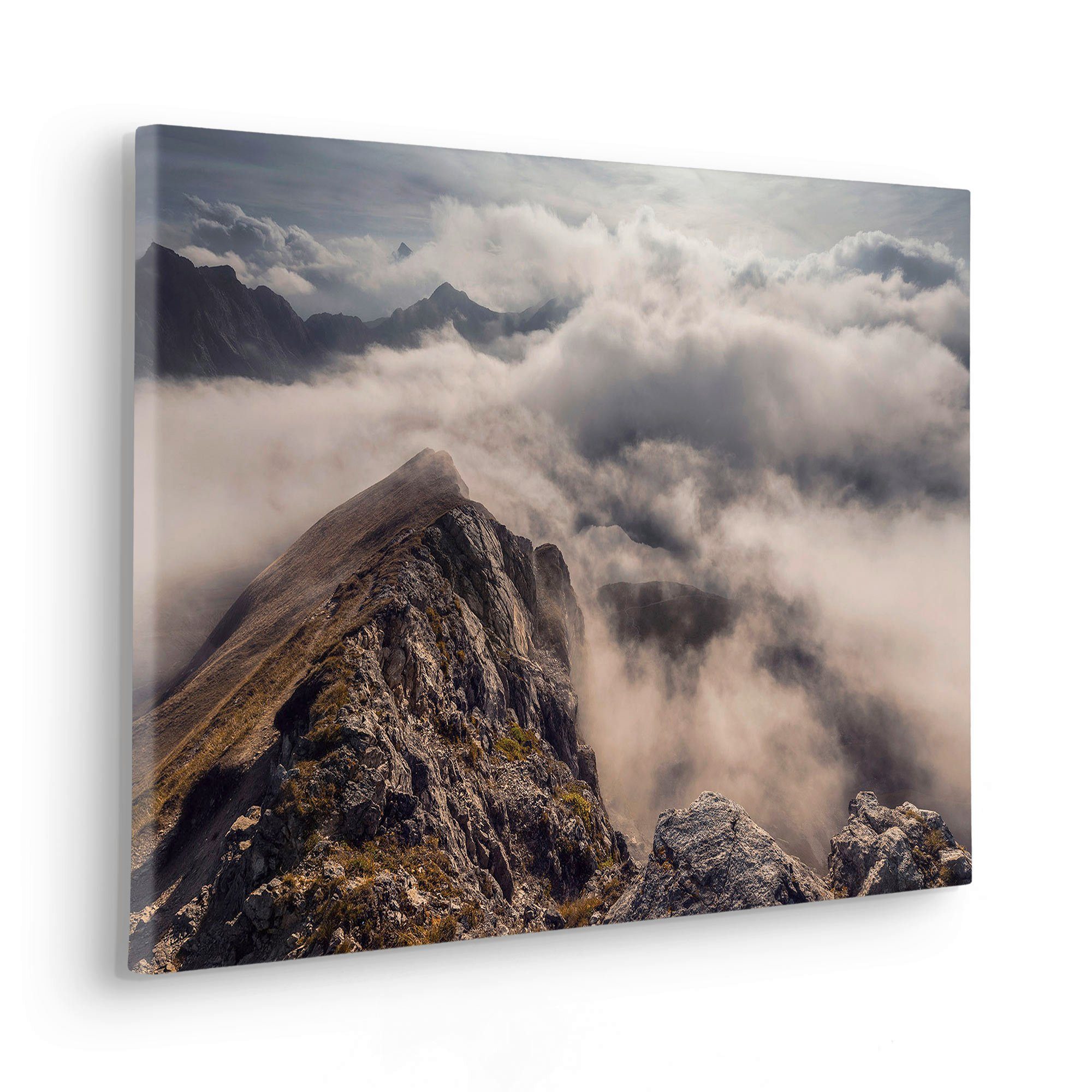 Komar Leinwandbild Sea of Fog - Größe 60 x 40 cm, Baum, Berge, Blumen, Blätter, Foto, Jahreszeiten, Landschaft, Meer, Natur, Palmen, Strand (Packung, 1 St), Keilrahmenbild mi Echtholzrahmen