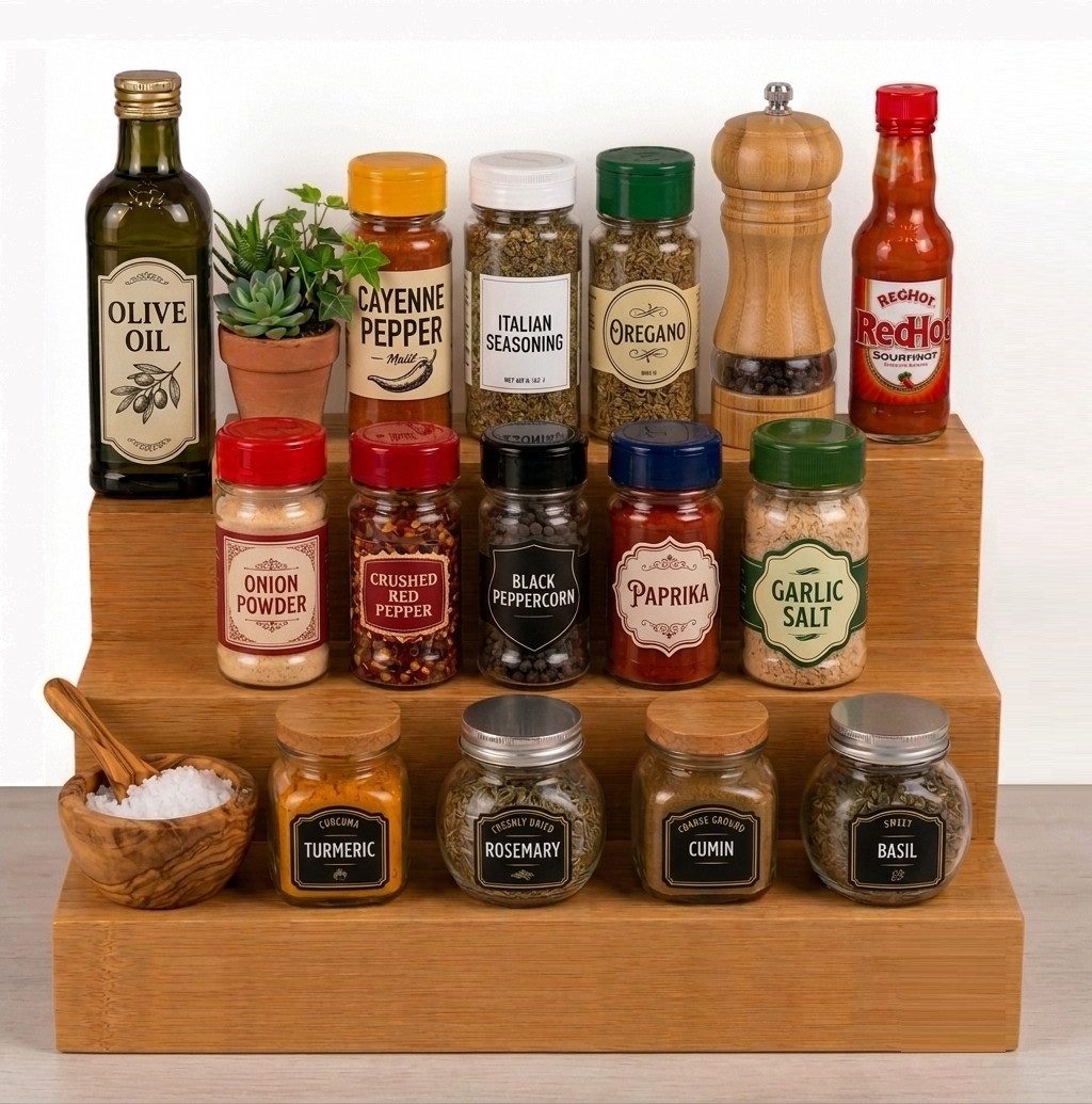 Cheffinger Gewürzboard Gewürzständer Gewürzregal Gewürztreppe Organizer Küche Bad Cheffinger