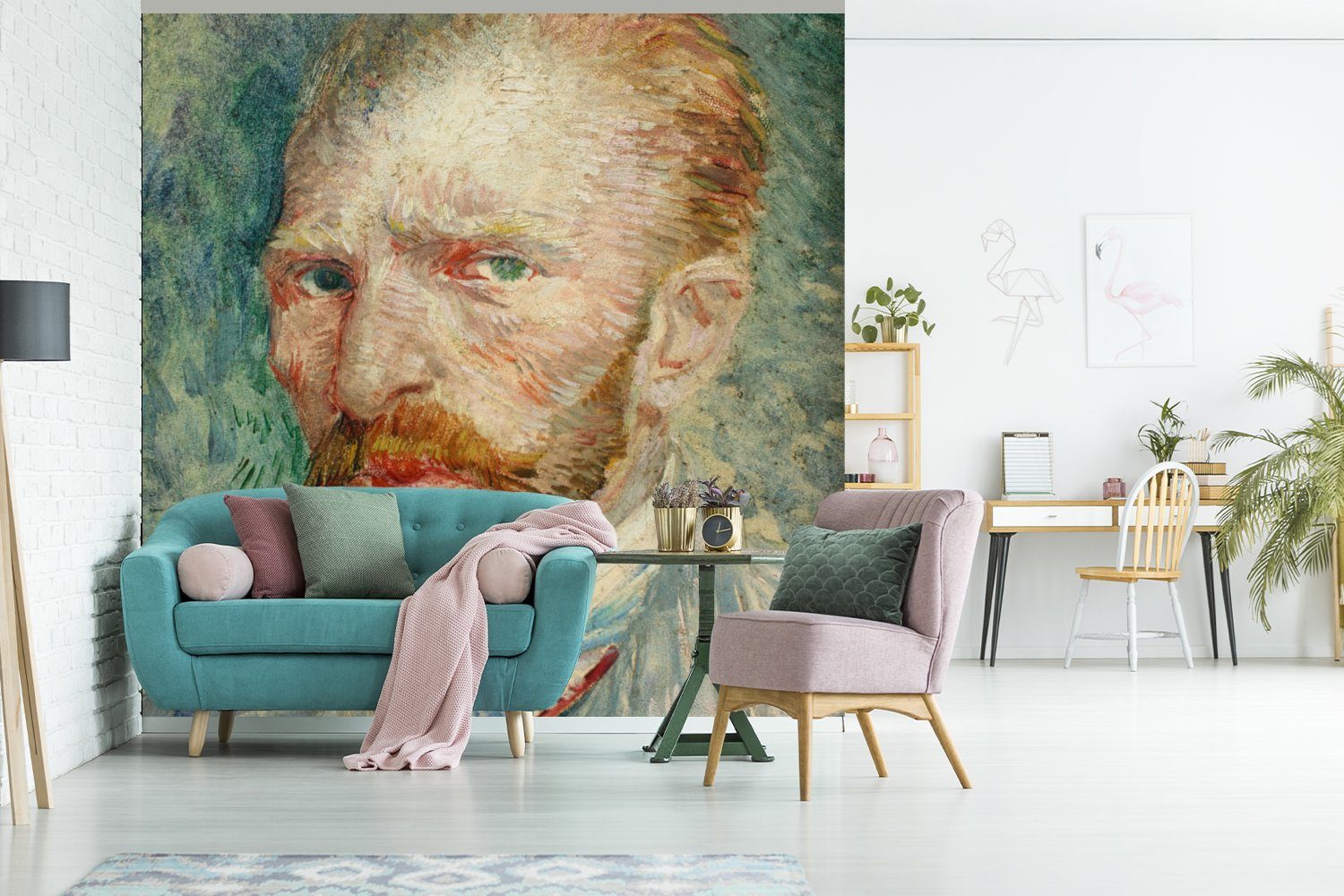 Selbstporträt Wohnzimmer MuchoWow bedruckt, Schlafzimmer für (4 Fototapete Vliestapete Vincent Gogh, Matt, St), Fototapete van Küche, -