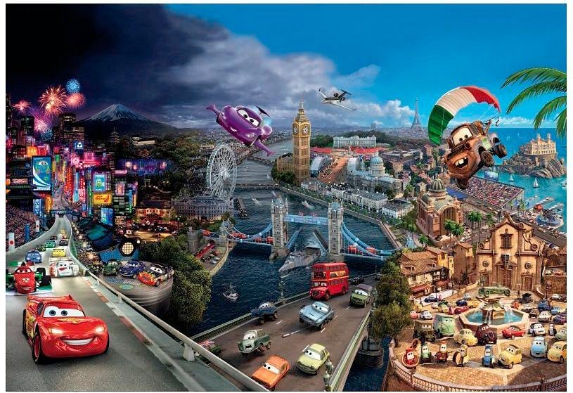Disney Fototapete Cars Blau Rot und Beige 368 x 254 cm 612206 günstig online kaufen